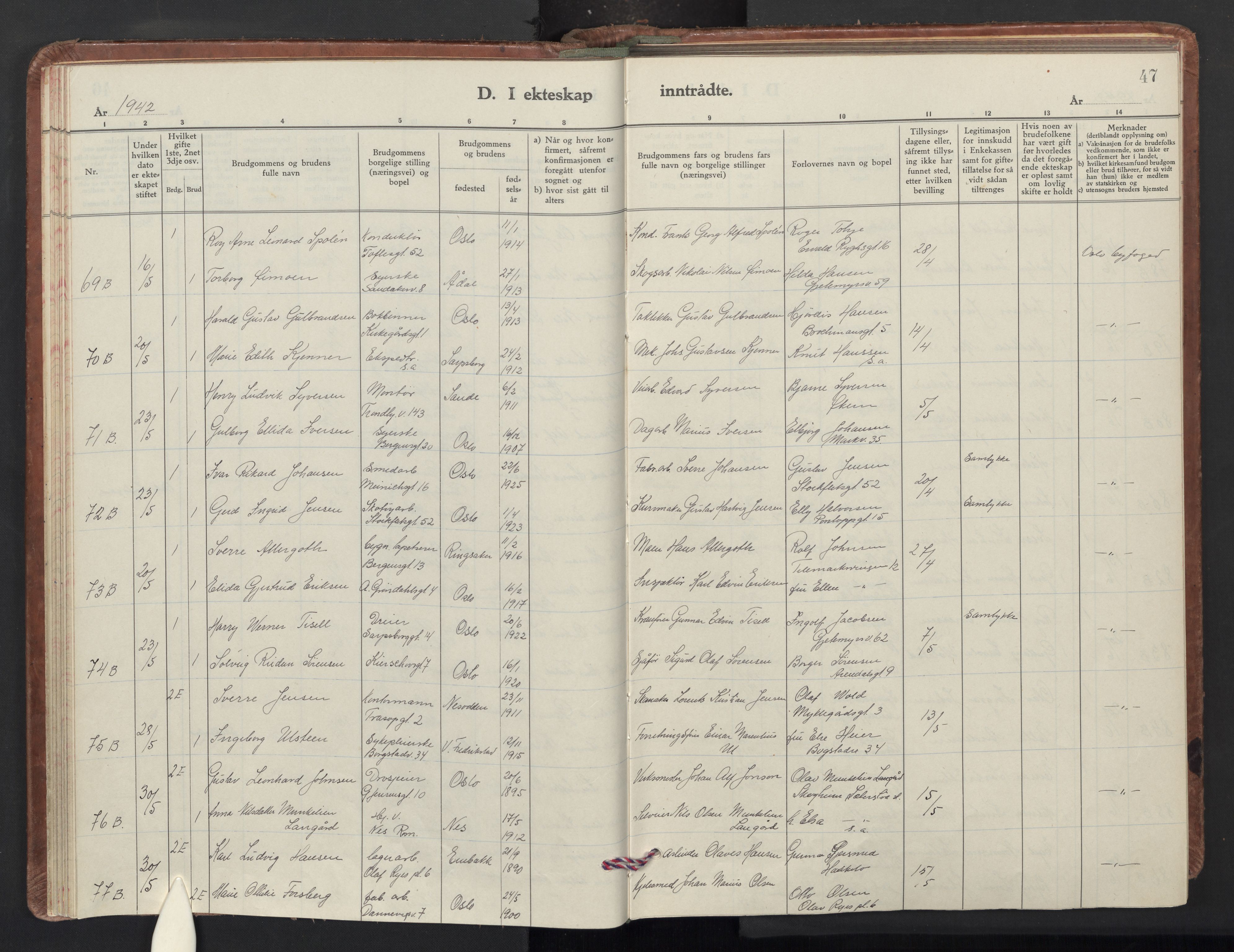Sagene prestekontor Kirkebøker, AV/SAO-A-10796/F/L0019: Parish register (official) no. 19, 1939-1954, p. 47