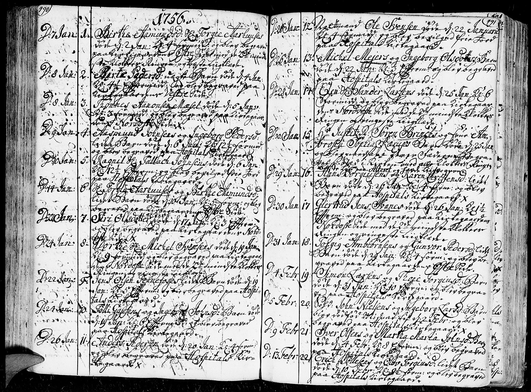 Kristiansand domprosti, SAK/1112-0006/F/Fa/L0001: Parish register (official) no. A 1, 1734-1793, p. 490-491
