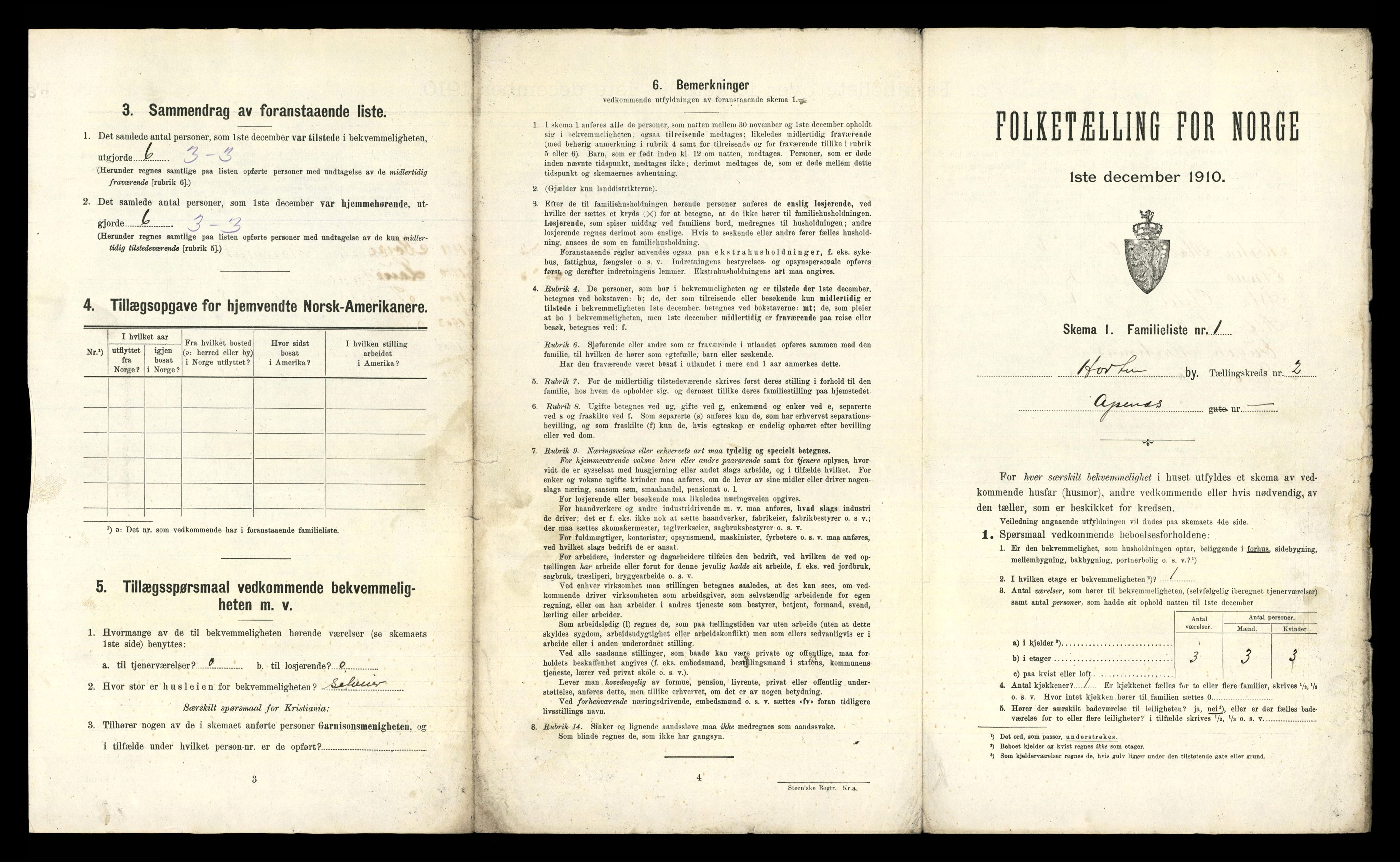 RA, 1910 census for Horten, 1910, p. 3080