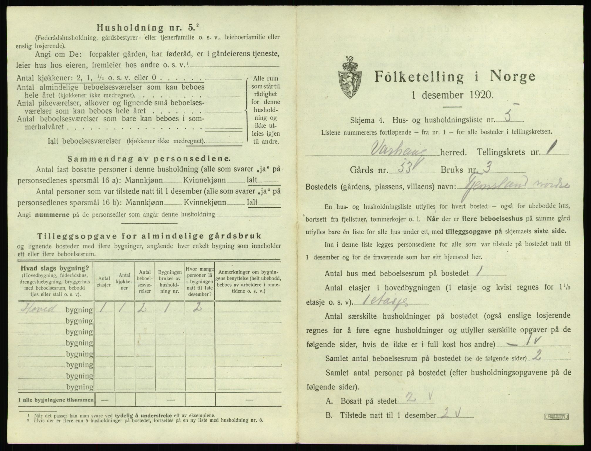 SAST, 1920 census for Varhaug, 1920, p. 37