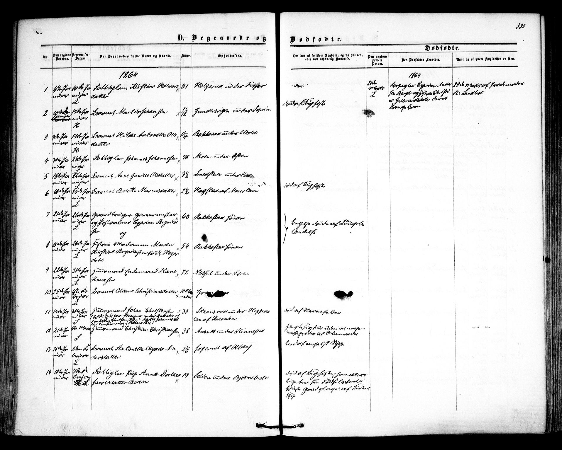 Høland prestekontor Kirkebøker, SAO/A-10346a/F/Fa/L0011: Parish register (official) no. I 11, 1862-1869, p. 330
