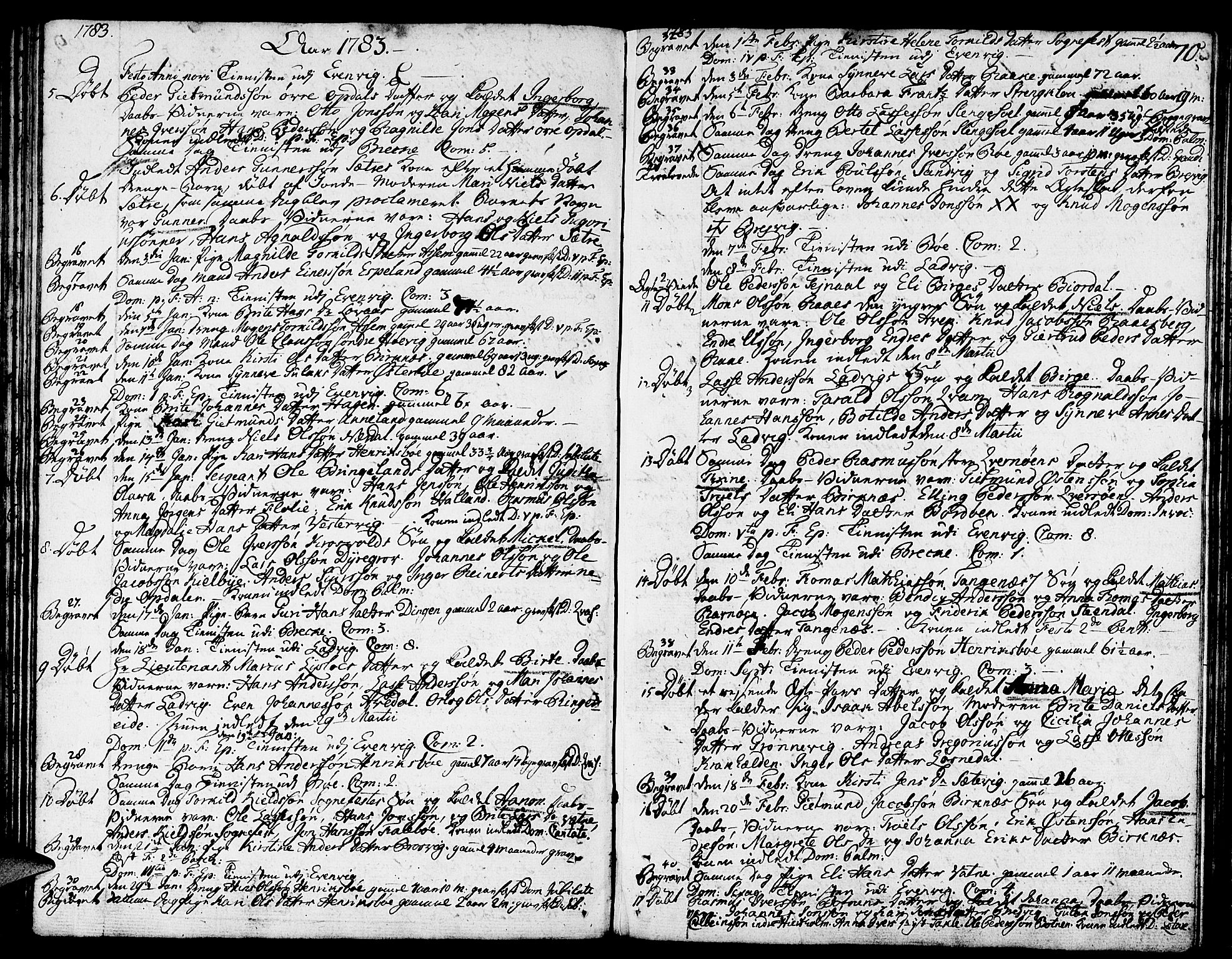 Gulen sokneprestembete, SAB/A-80201/H/Haa/Haaa/L0013: Parish register (official) no. A 13, 1776-1787, p. 70