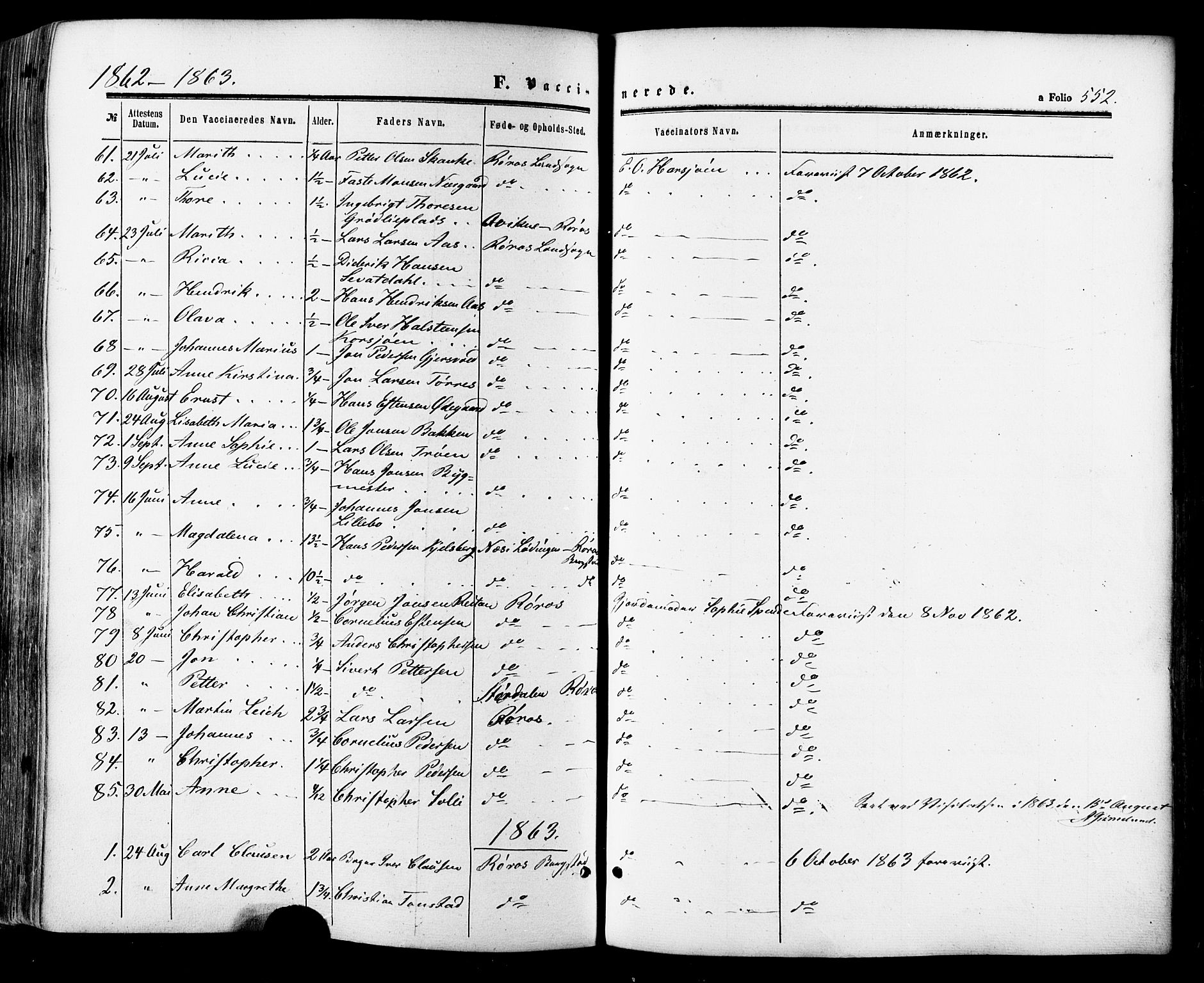 Ministerialprotokoller, klokkerbøker og fødselsregistre - Sør-Trøndelag, SAT/A-1456/681/L0932: Parish register (official) no. 681A10, 1860-1878, p. 552