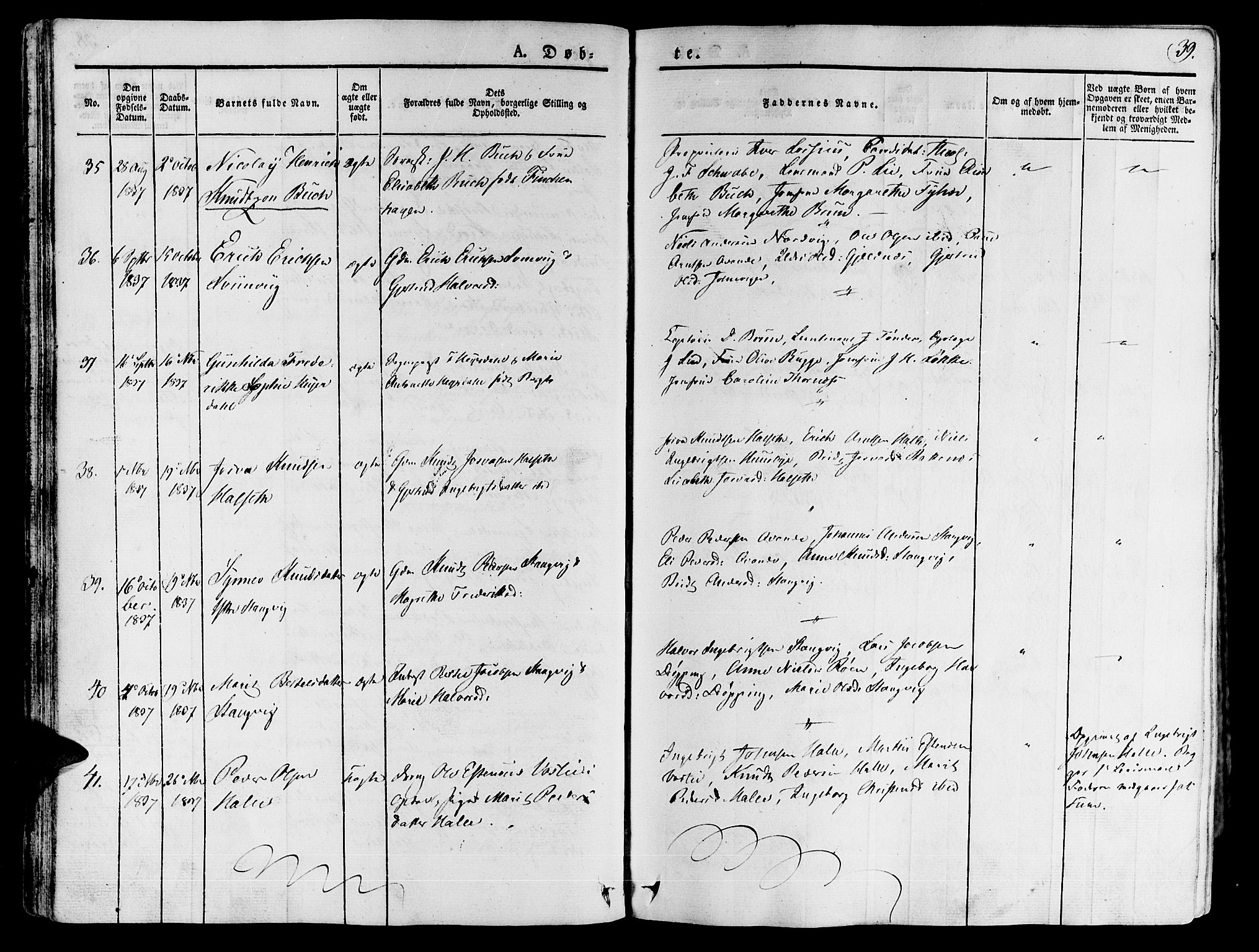 Ministerialprotokoller, klokkerbøker og fødselsregistre - Møre og Romsdal, SAT/A-1454/592/L1024: Parish register (official) no. 592A03 /1, 1831-1849, p. 39