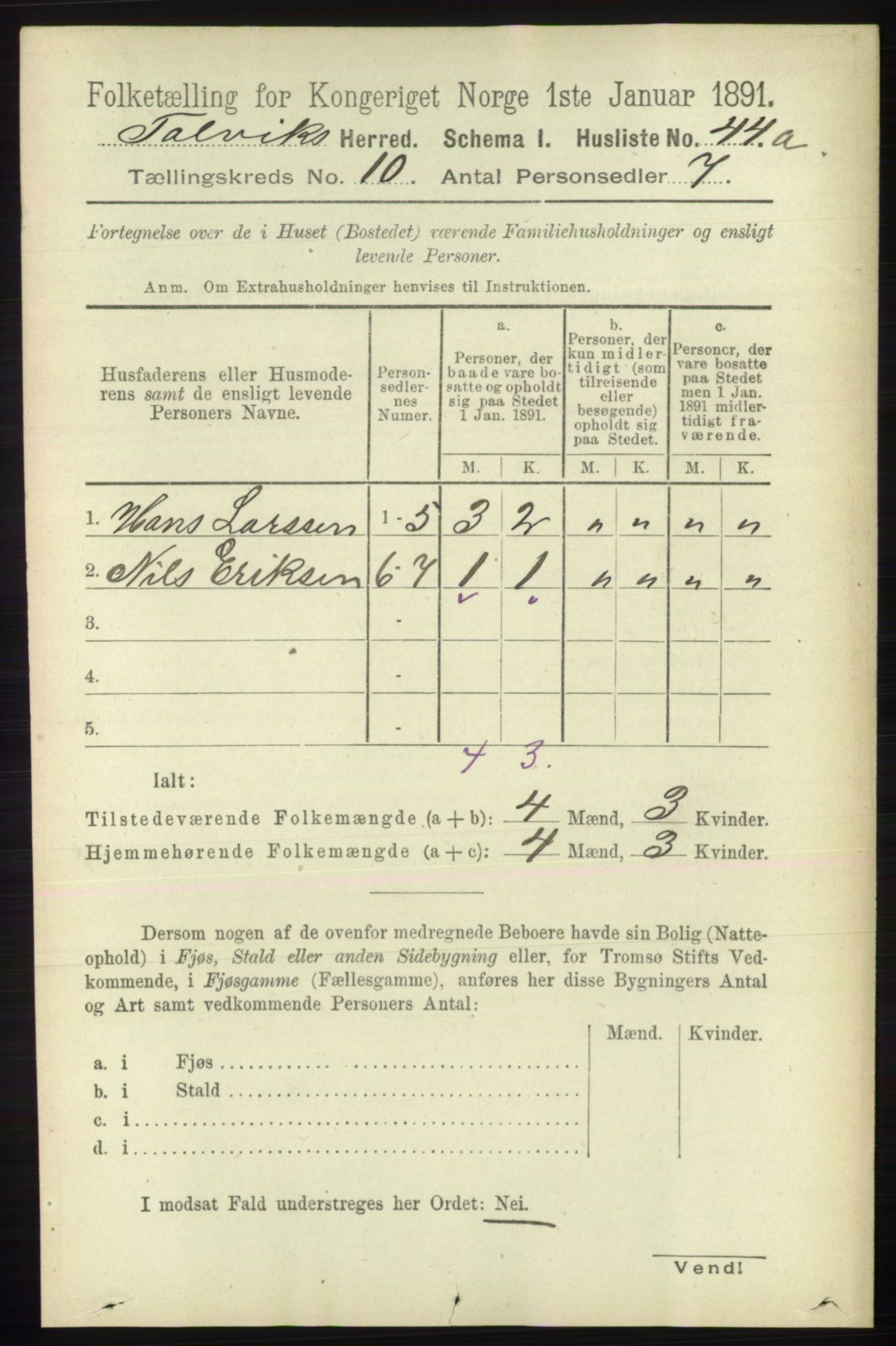 RA, 1891 census for 2013 Talvik, 1891, p. 2325