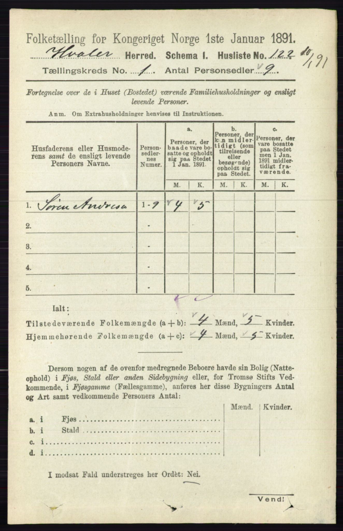 RA, 1891 census for 0111 Hvaler, 1891, p. 145