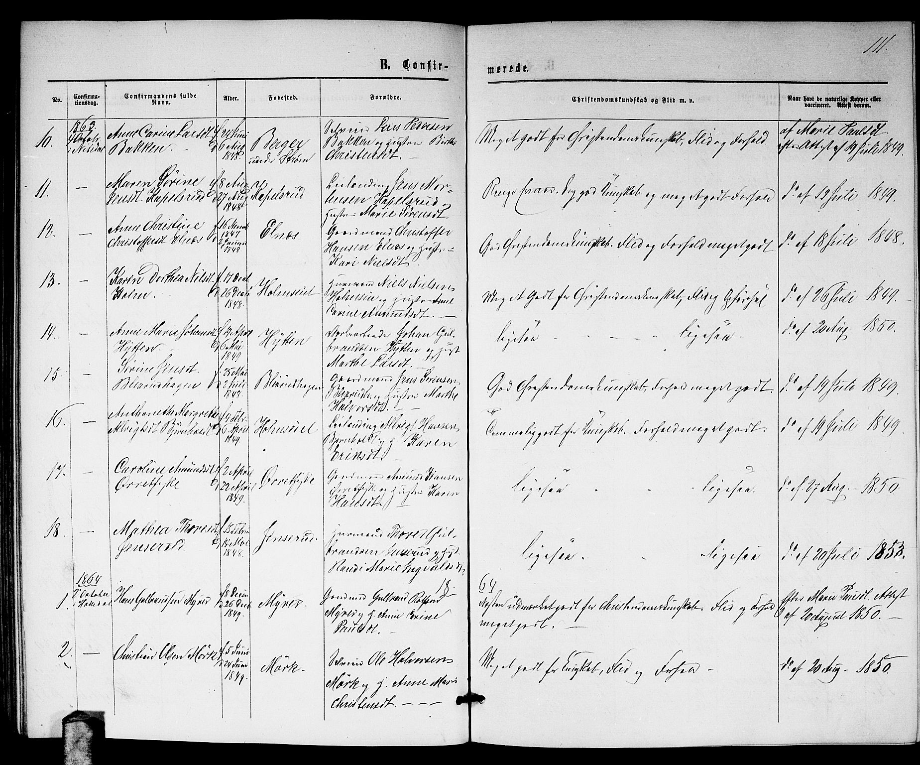 Nittedal prestekontor Kirkebøker, AV/SAO-A-10365a/G/Gb/L0001: Parish register (copy) no. II 1, 1859-1878, p. 111