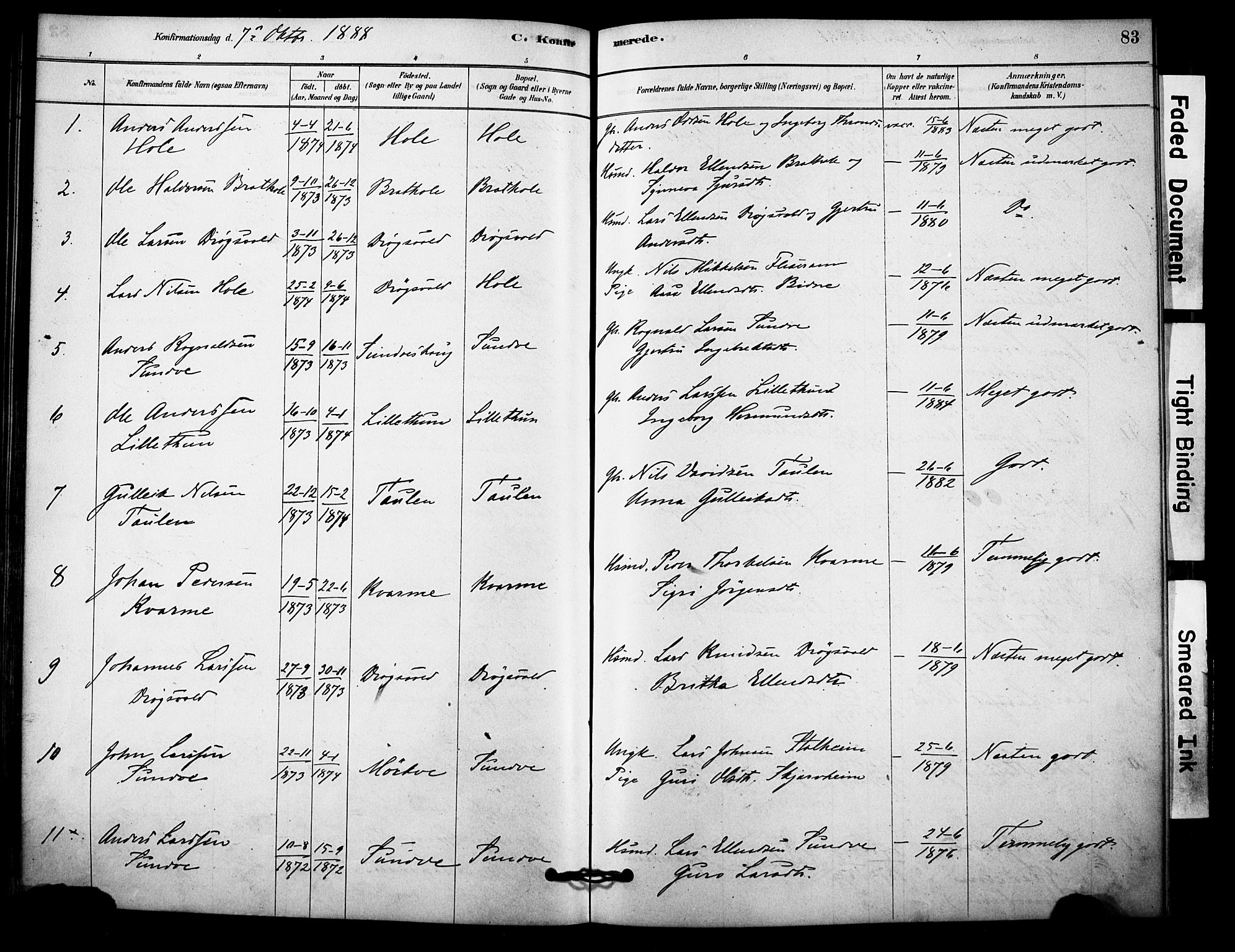 Vossestrand Sokneprestembete, SAB/A-79101/H/Haa: Parish register (official) no. C 1, 1878-1903, p. 83
