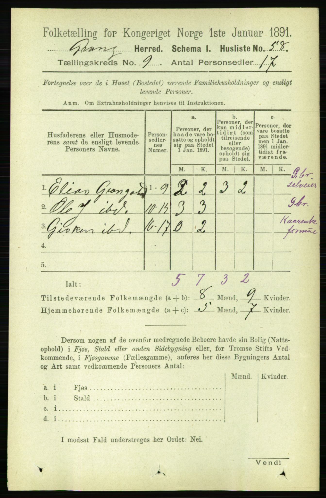 RA, 1891 census for 1742 Grong, 1891, p. 3126