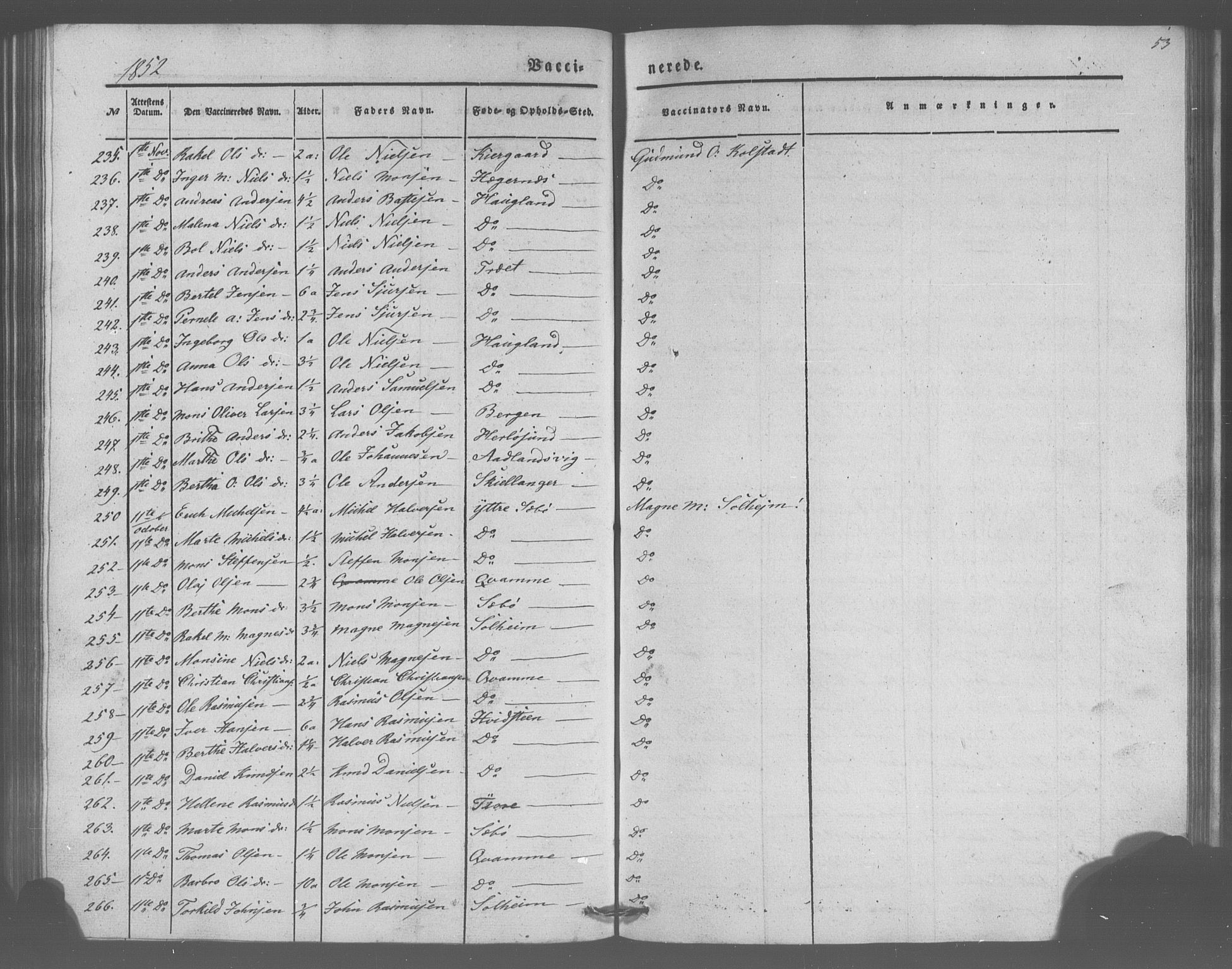 Manger sokneprestembete, SAB/A-76801/H/Haa: Parish register (official) no. A 10, 1844-1859, p. 53
