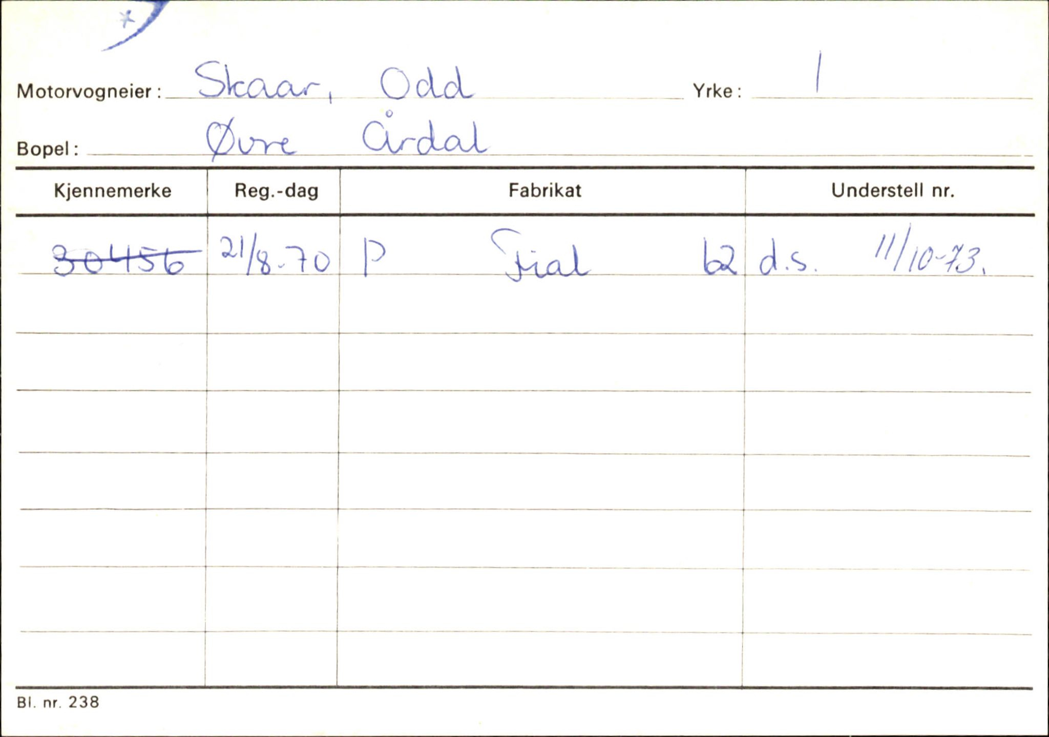 Statens vegvesen, Sogn og Fjordane vegkontor, AV/SAB-A-5301/4/F/L0146: Registerkort Årdal R-Å samt diverse kort, 1945-1975, p. 448