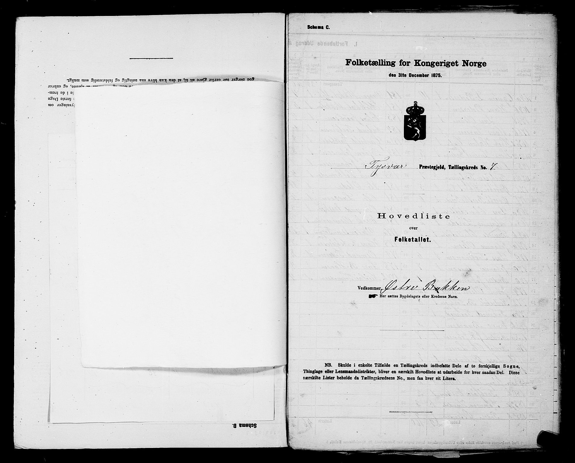 SAST, 1875 census for 1146P Tysvær, 1875, p. 37