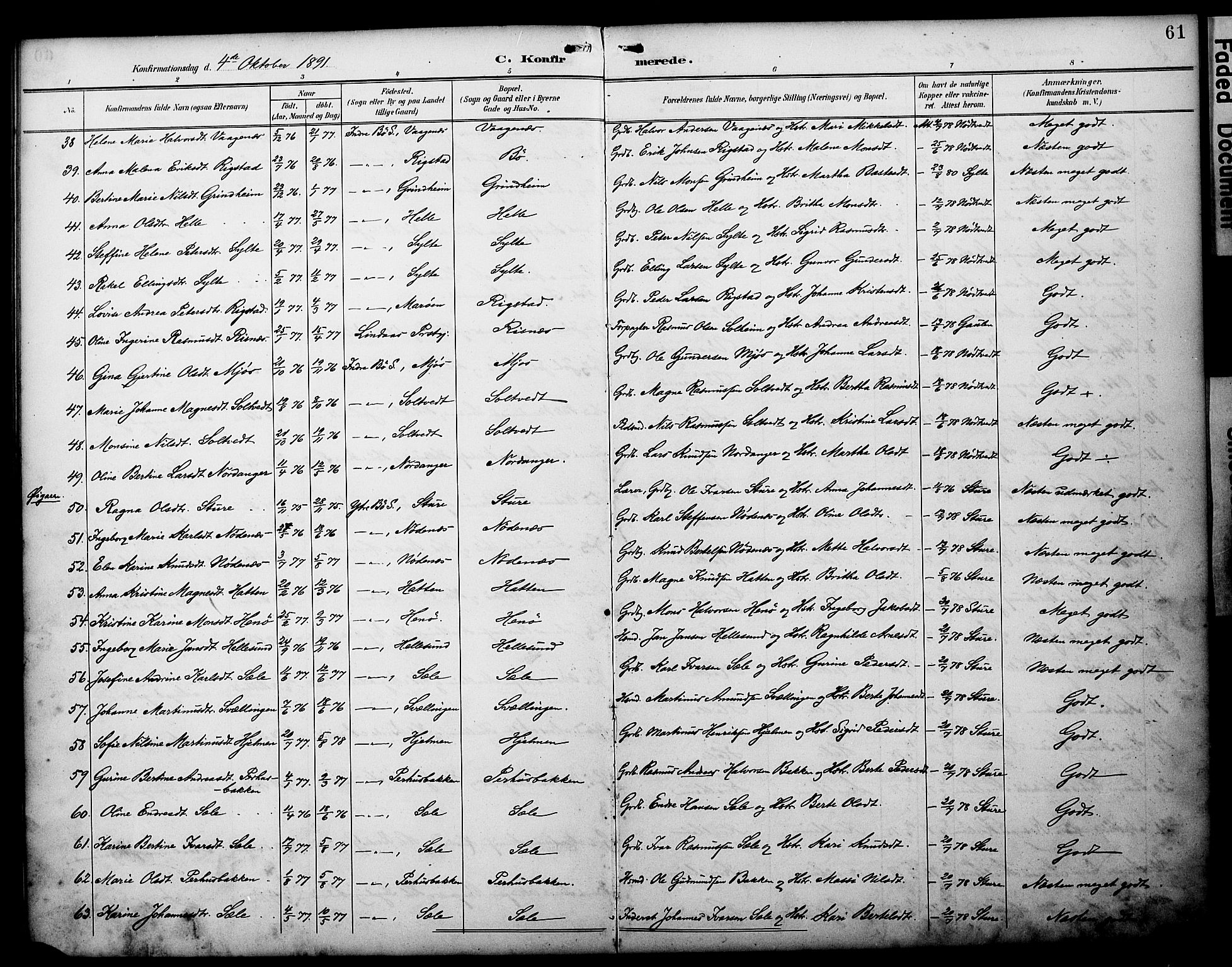 Manger sokneprestembete, AV/SAB-A-76801/H/Haa: Parish register (official) no. C 2, 1891-1902, p. 61