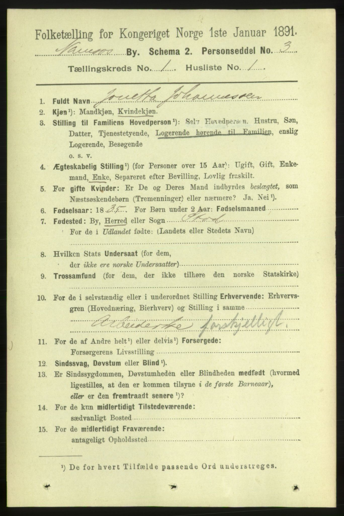 RA, 1891 census for 1703 Namsos, 1891, p. 18