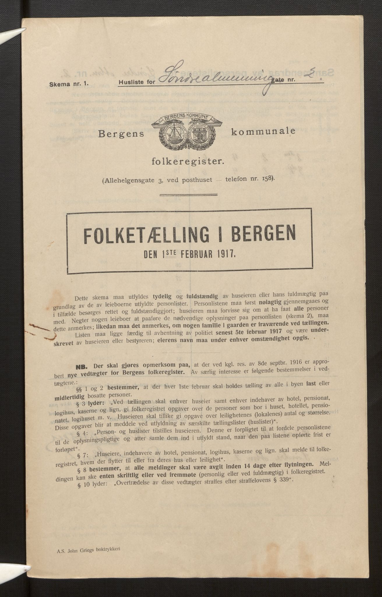 SAB, Municipal Census 1917 for Bergen, 1917, p. 40857