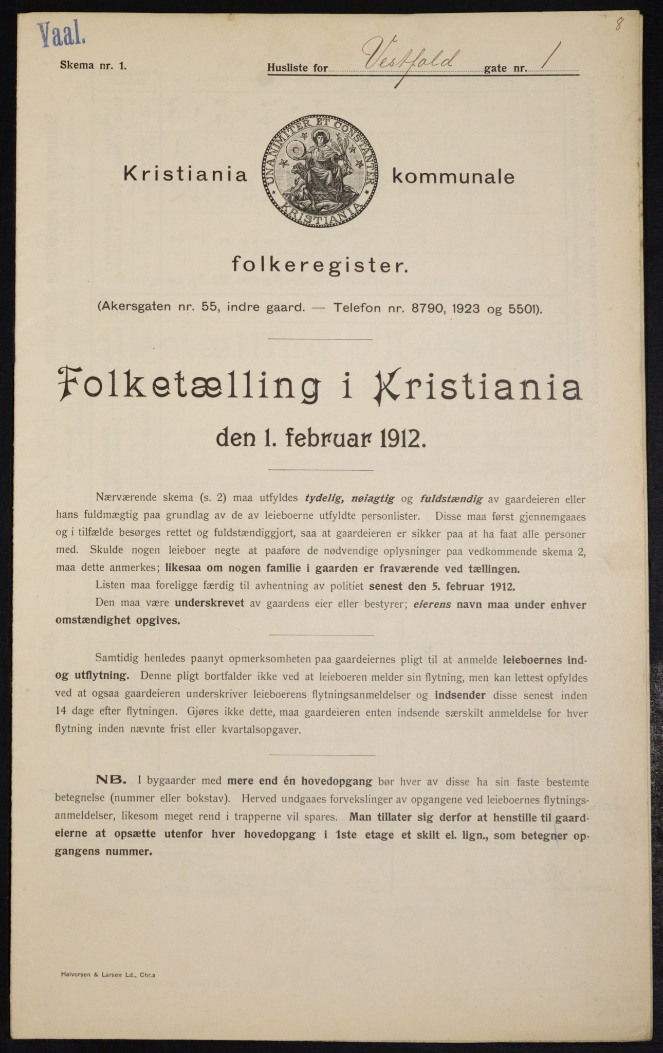 OBA, Municipal Census 1912 for Kristiania, 1912, p. 122311