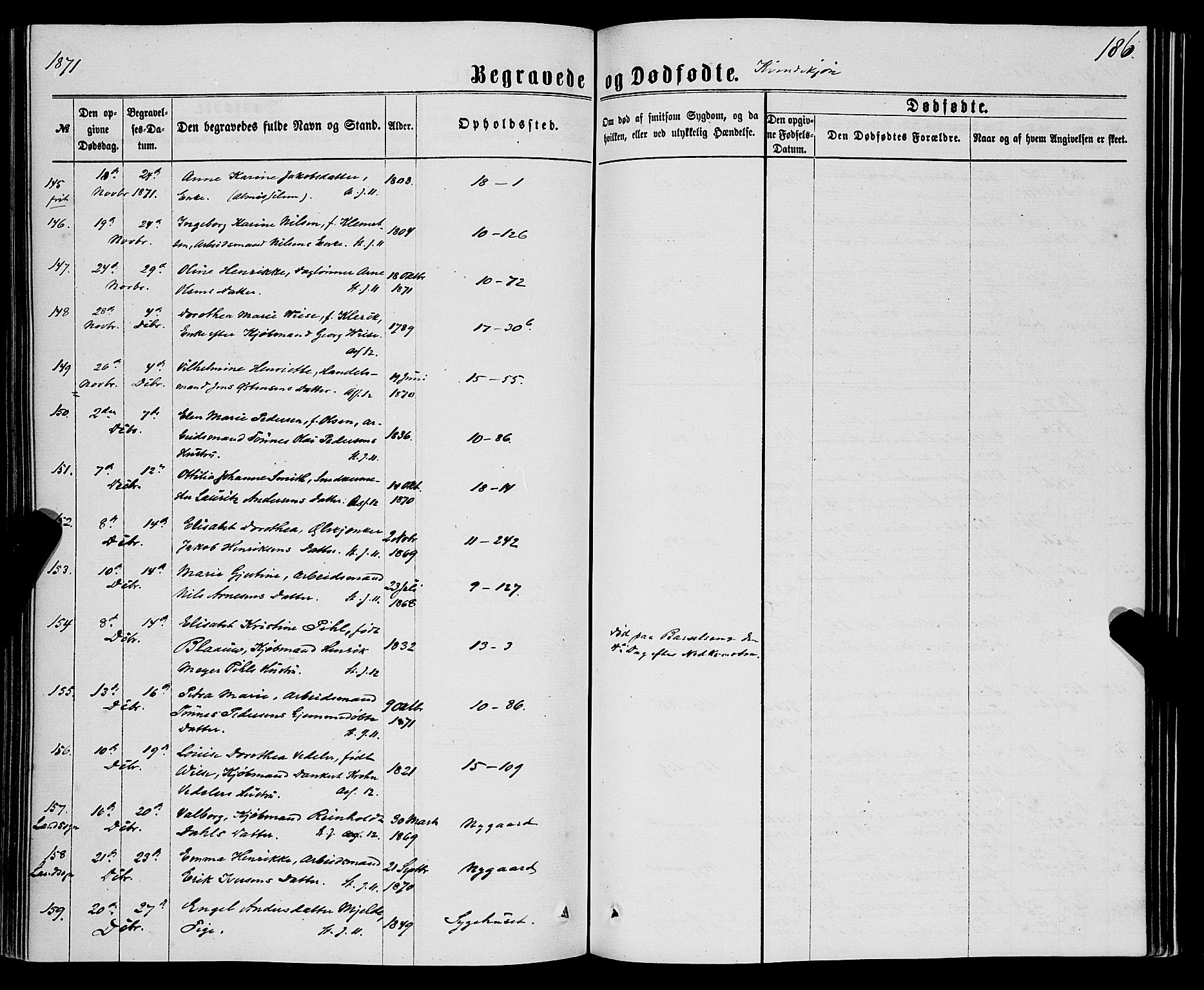 Domkirken sokneprestembete, SAB/A-74801/H/Haa/L0042: Parish register (official) no. E 3, 1863-1876, p. 186