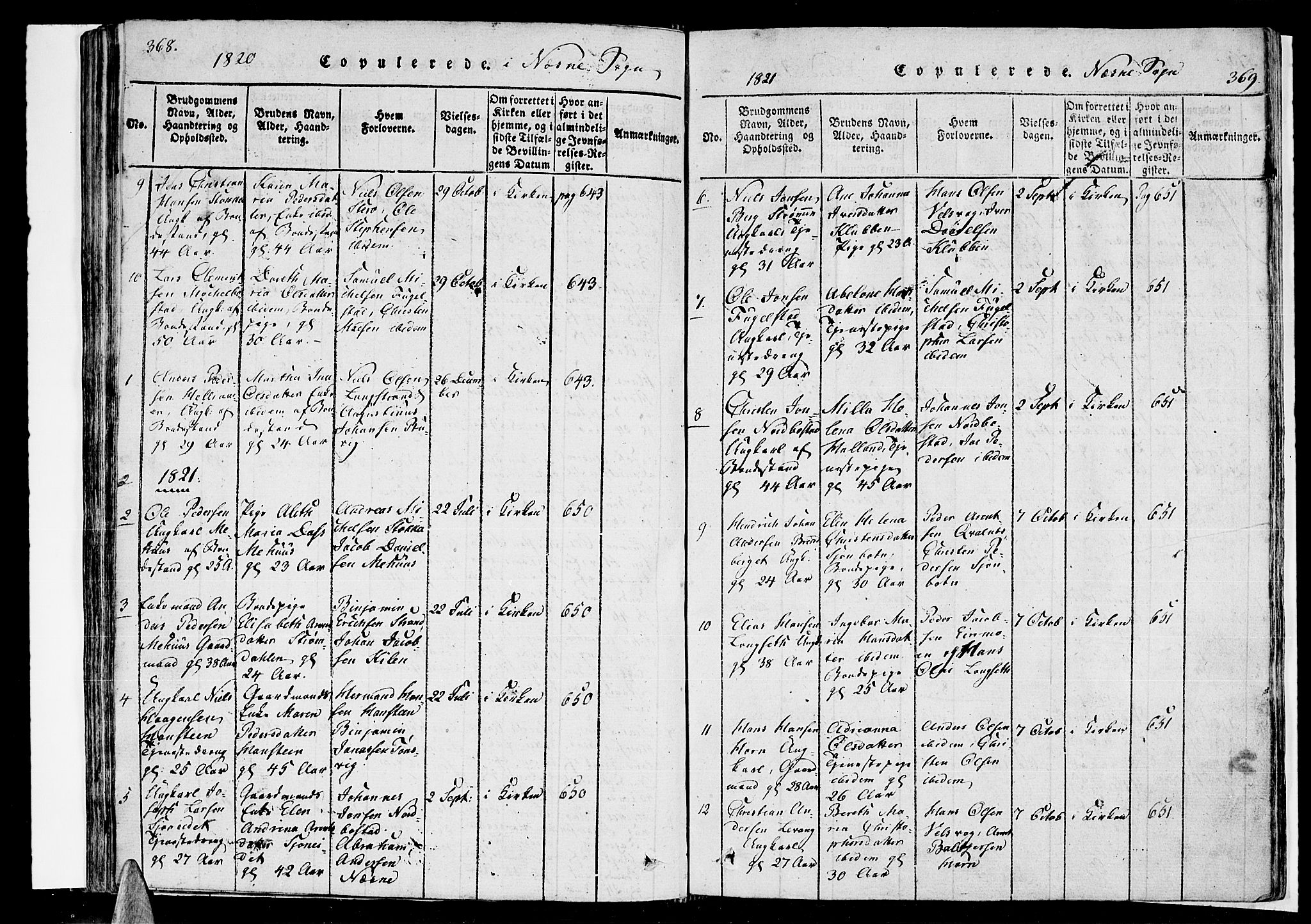 Ministerialprotokoller, klokkerbøker og fødselsregistre - Nordland, AV/SAT-A-1459/838/L0546: Parish register (official) no. 838A05 /1, 1820-1828, p. 368-369