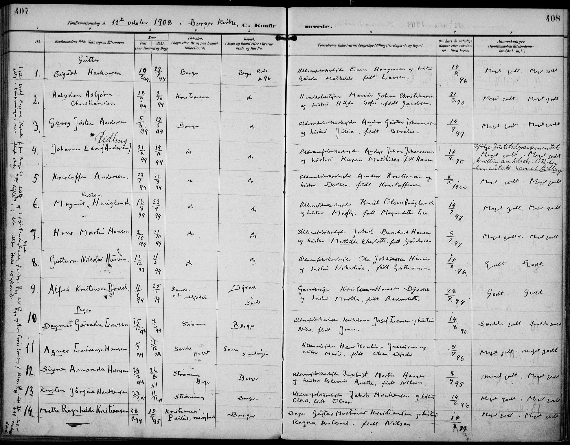 Strømm kirkebøker, SAKO/A-322/F/Fa/L0005: Parish register (official) no. I 5, 1898-1919, p. 407-408