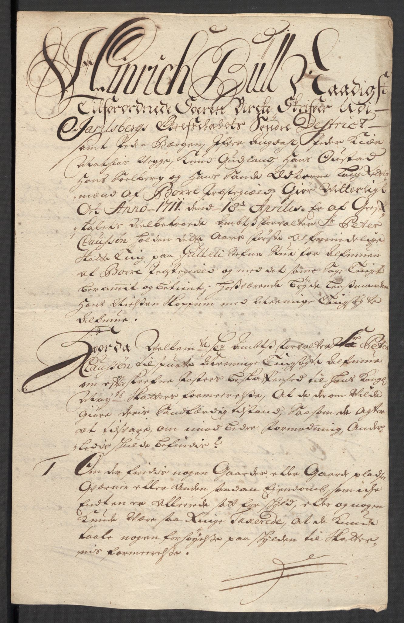 Rentekammeret inntil 1814, Reviderte regnskaper, Fogderegnskap, RA/EA-4092/R32/L1876: Fogderegnskap Jarlsberg grevskap, 1711, p. 353