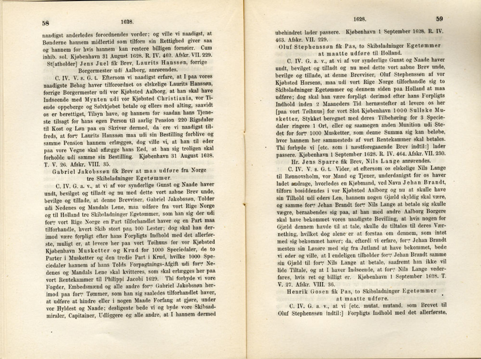 Publikasjoner utgitt av Det Norske Historiske Kildeskriftfond, PUBL/-/-/-: Norske Rigs-Registranter, bind 6, 1628-1634, p. 58-59