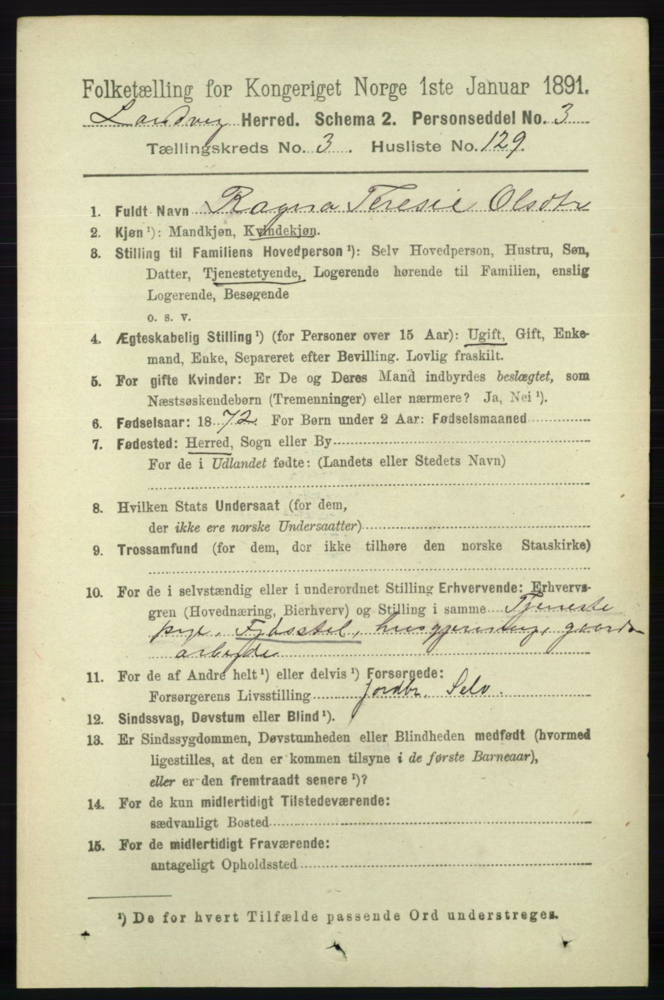 RA, 1891 census for 0924 Landvik, 1891, p. 1706