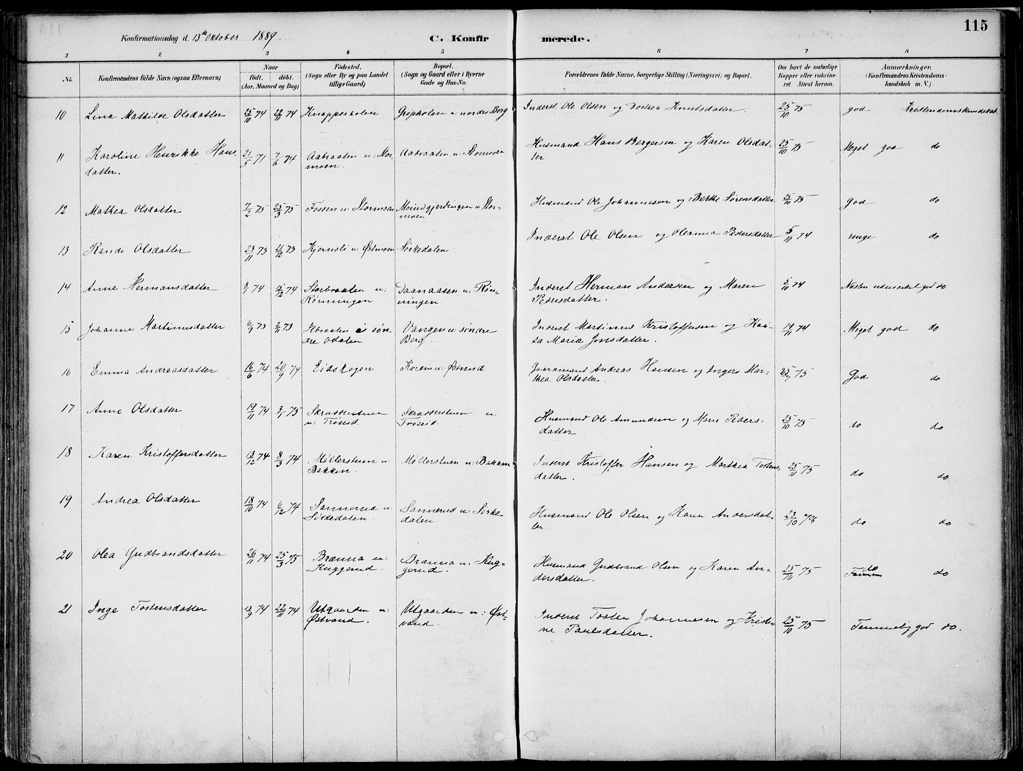 Nord-Odal prestekontor, SAH/PREST-032/H/Ha/Haa/L0008: Parish register (official) no. 8, 1886-1901, p. 115