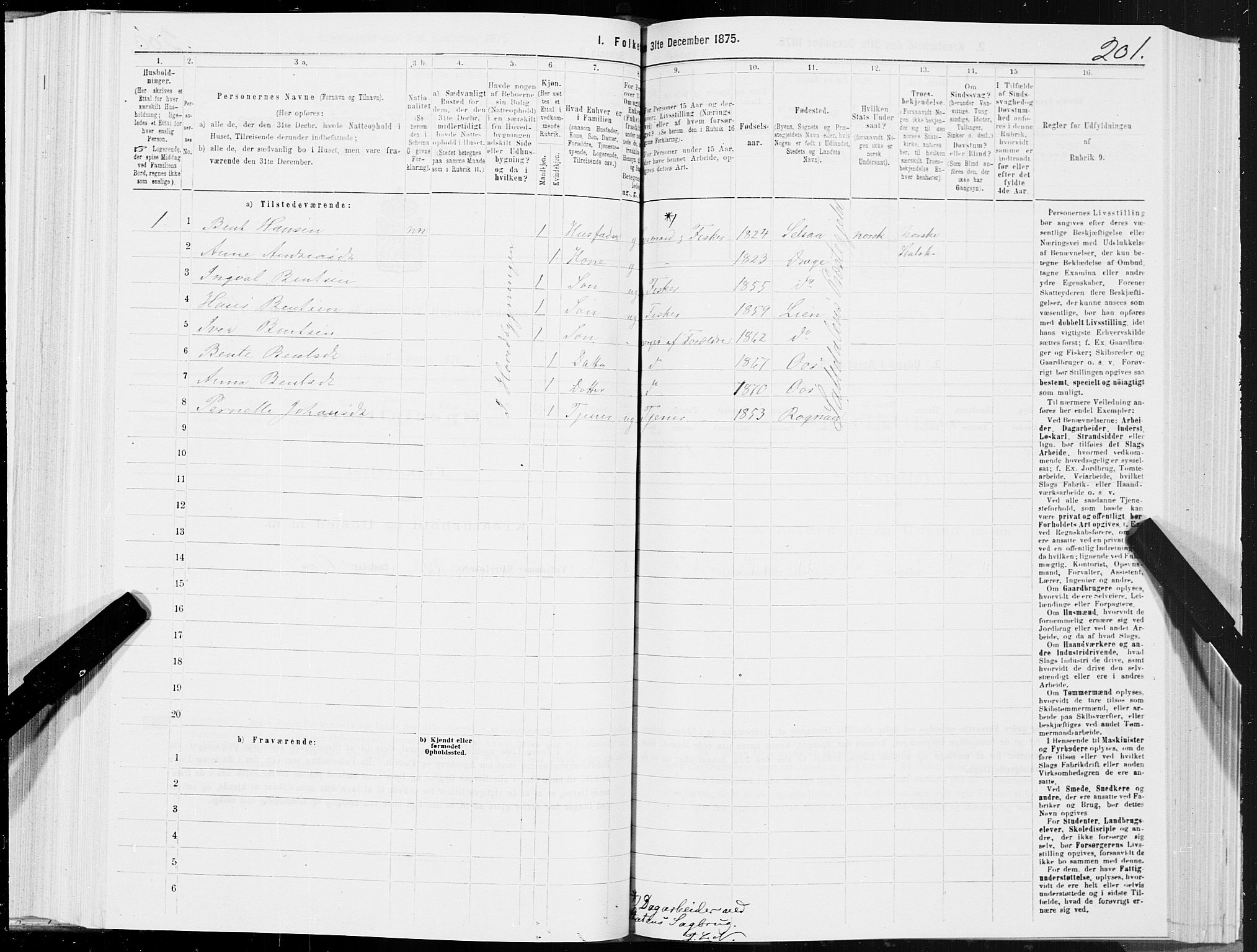 SAT, 1875 census for 1840P Saltdal, 1875, p. 1201