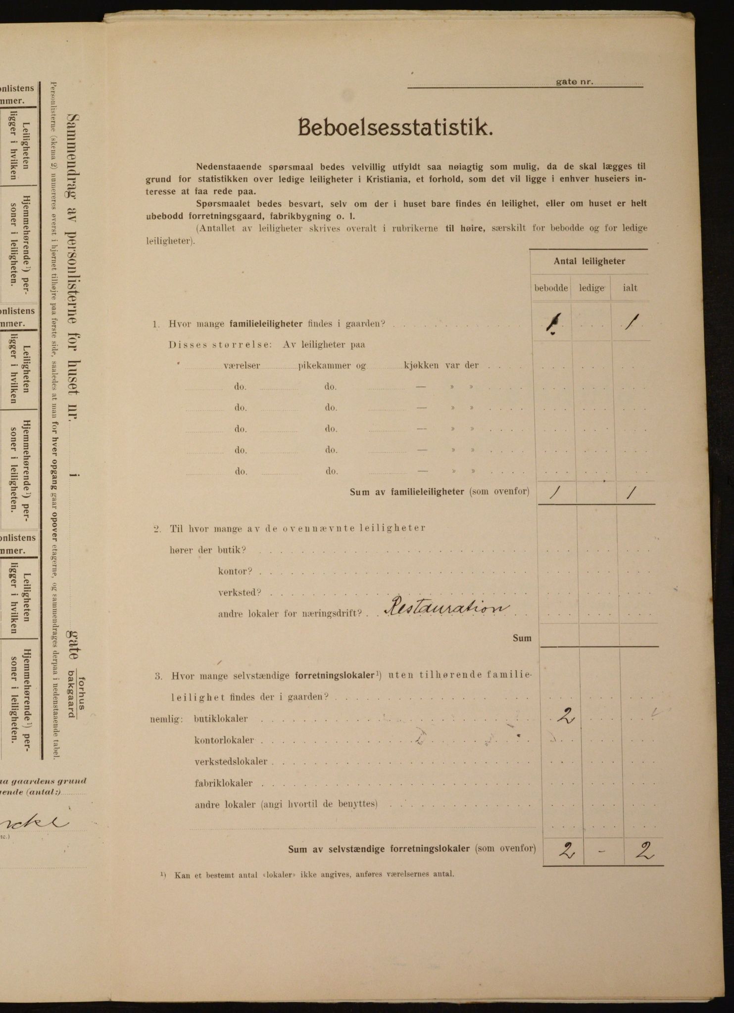 OBA, Municipal Census 1910 for Kristiania, 1910, p. 45606