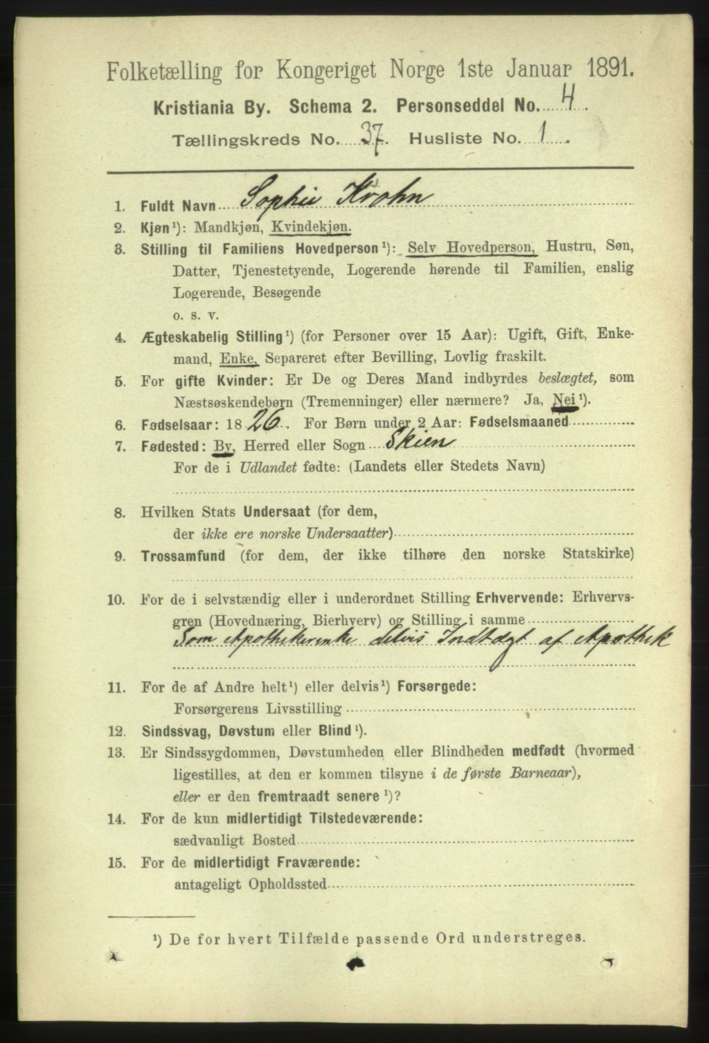 RA, 1891 census for 0301 Kristiania, 1891, p. 20436