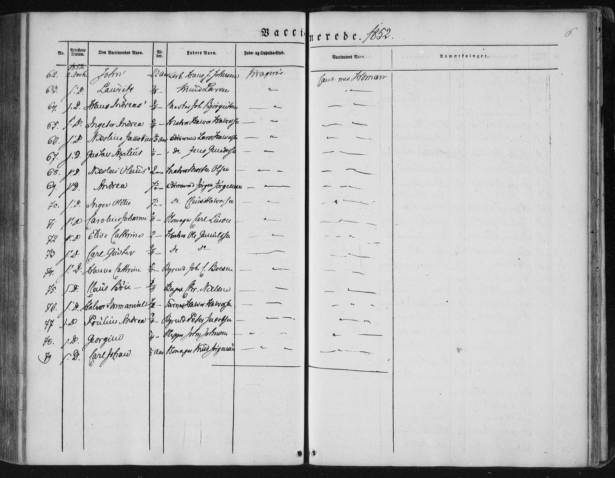 Kragerø kirkebøker, AV/SAKO-A-278/F/Fa/L0006: Parish register (official) no. 6, 1847-1861, p. 6