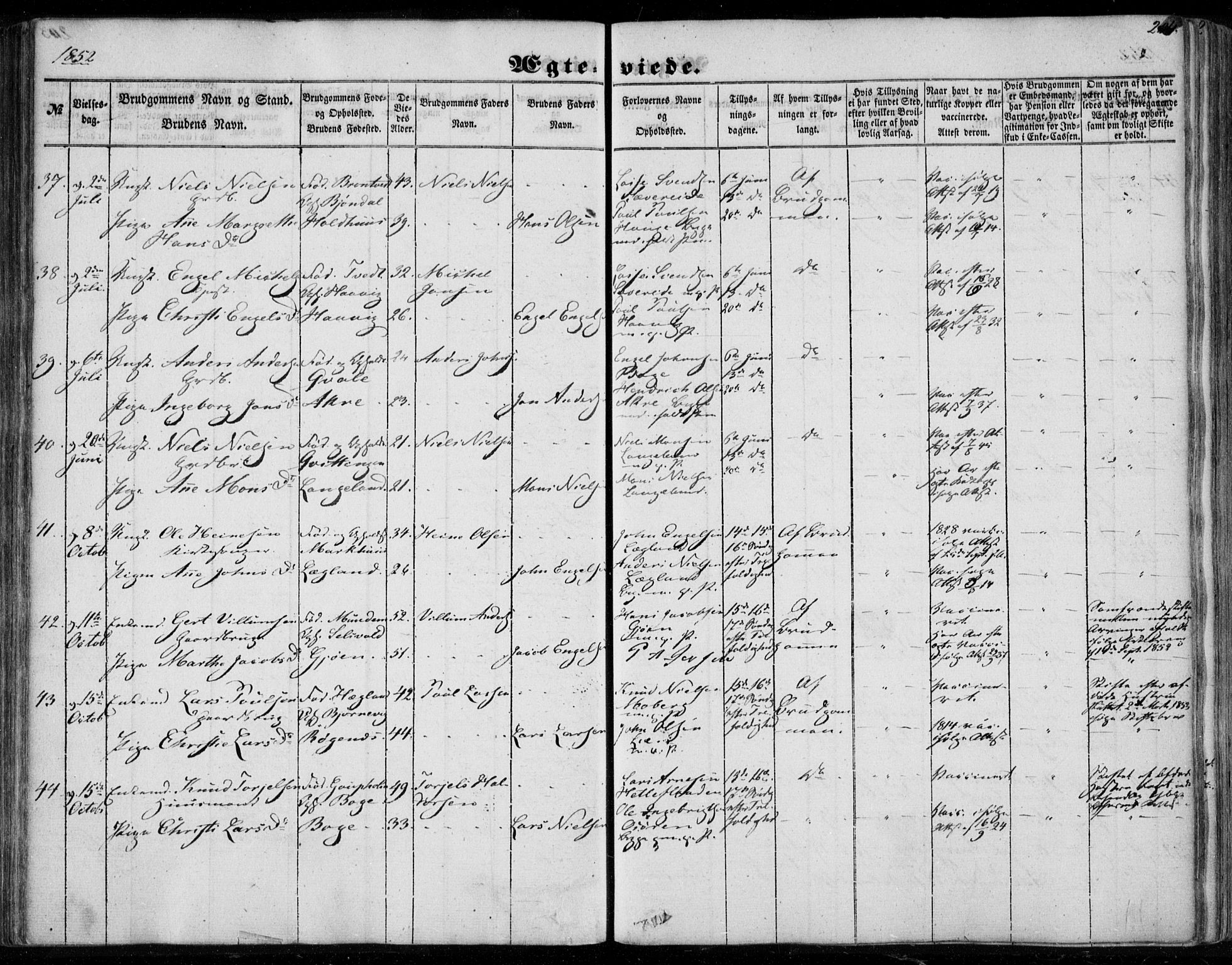 Os sokneprestembete, AV/SAB-A-99929: Parish register (official) no. A 16, 1851-1859, p. 204