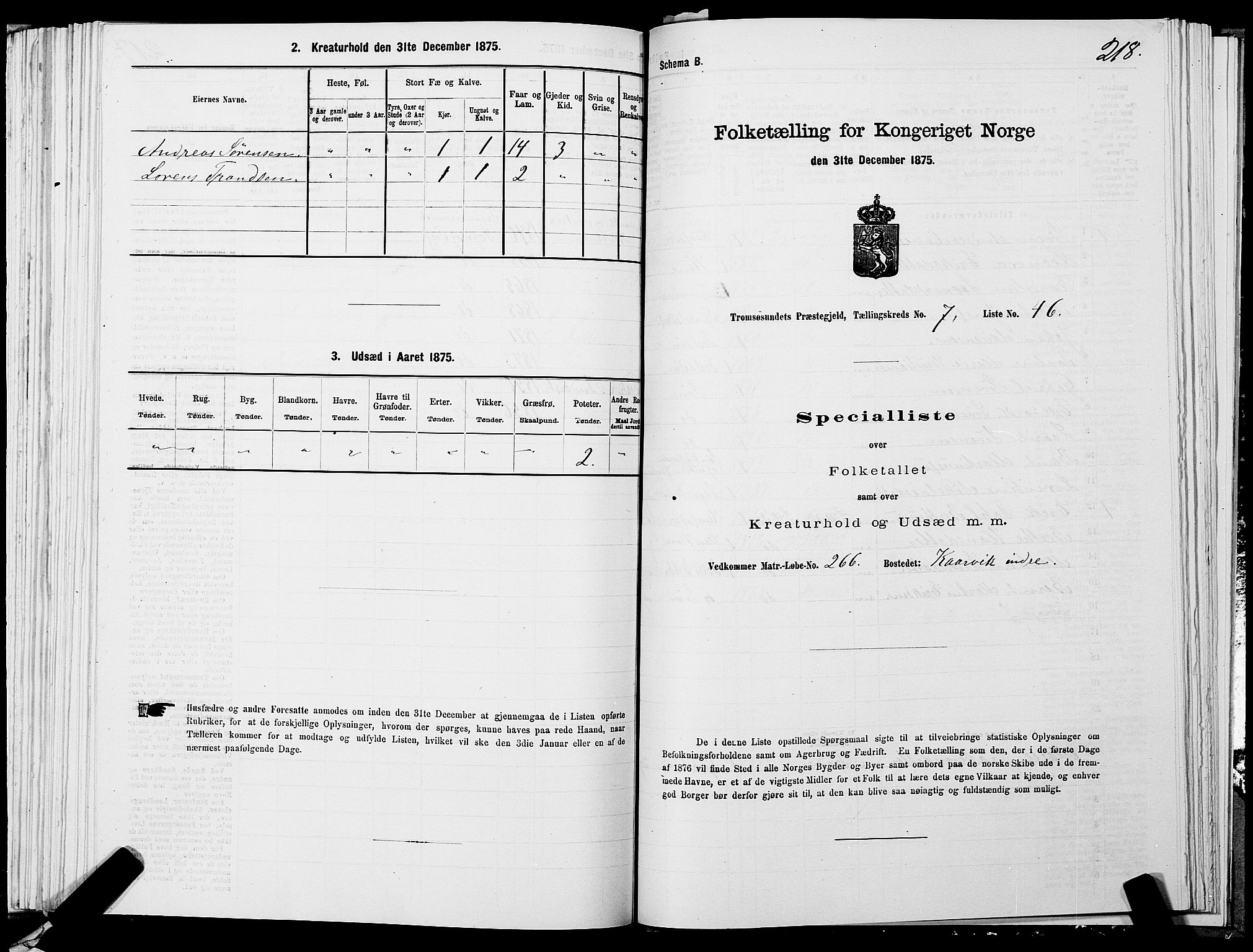 SATØ, 1875 census for 1934P Tromsøysund, 1875, p. 4218
