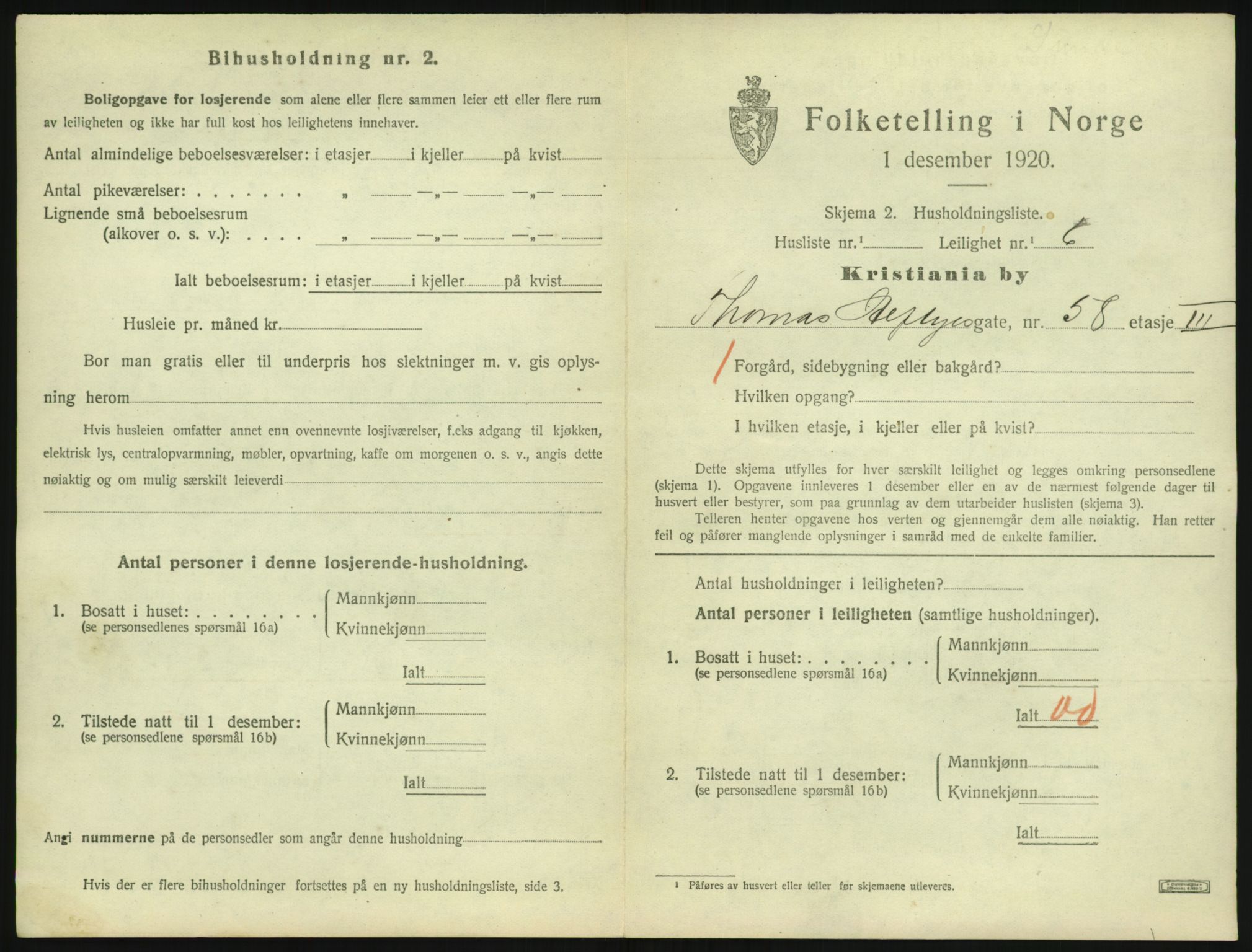 SAO, 1920 census for Kristiania, 1920, p. 111411