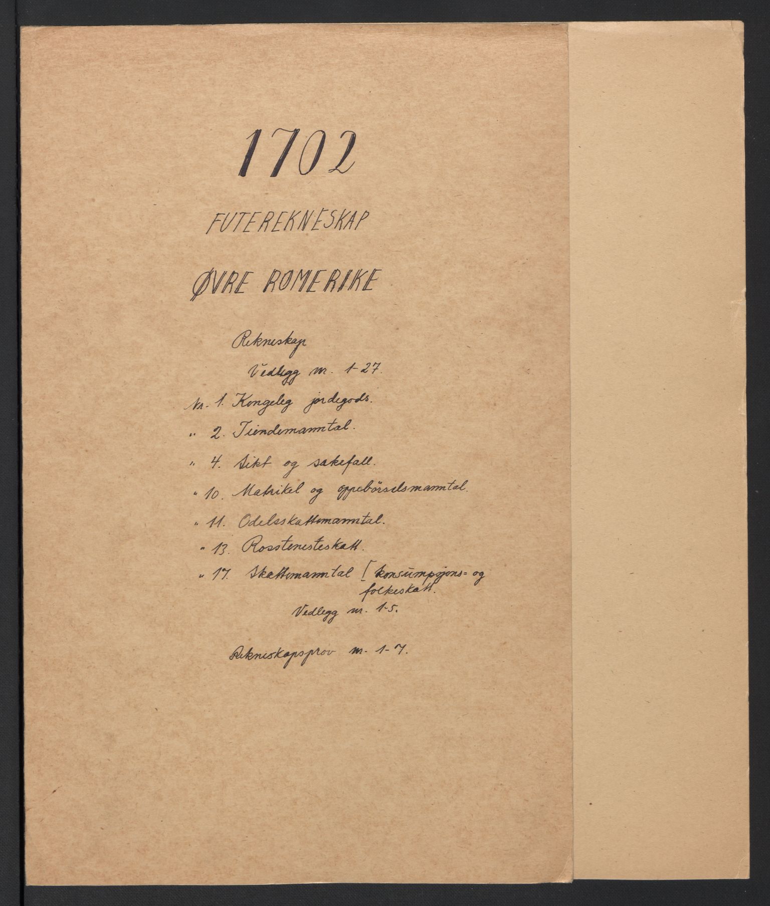 Rentekammeret inntil 1814, Reviderte regnskaper, Fogderegnskap, RA/EA-4092/R12/L0714: Fogderegnskap Øvre Romerike, 1702, p. 2