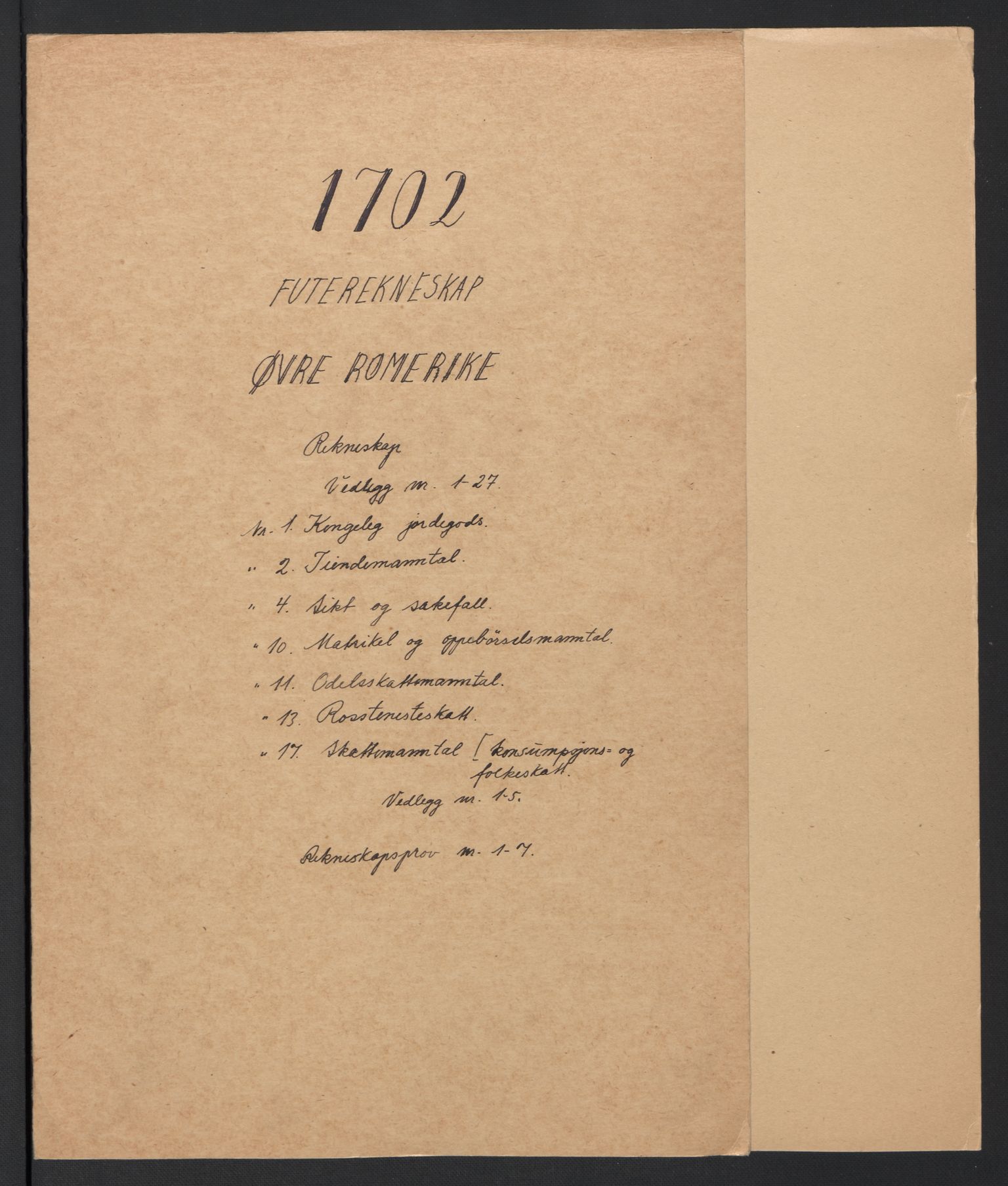 Rentekammeret inntil 1814, Reviderte regnskaper, Fogderegnskap, AV/RA-EA-4092/R12/L0714: Fogderegnskap Øvre Romerike, 1702, p. 2