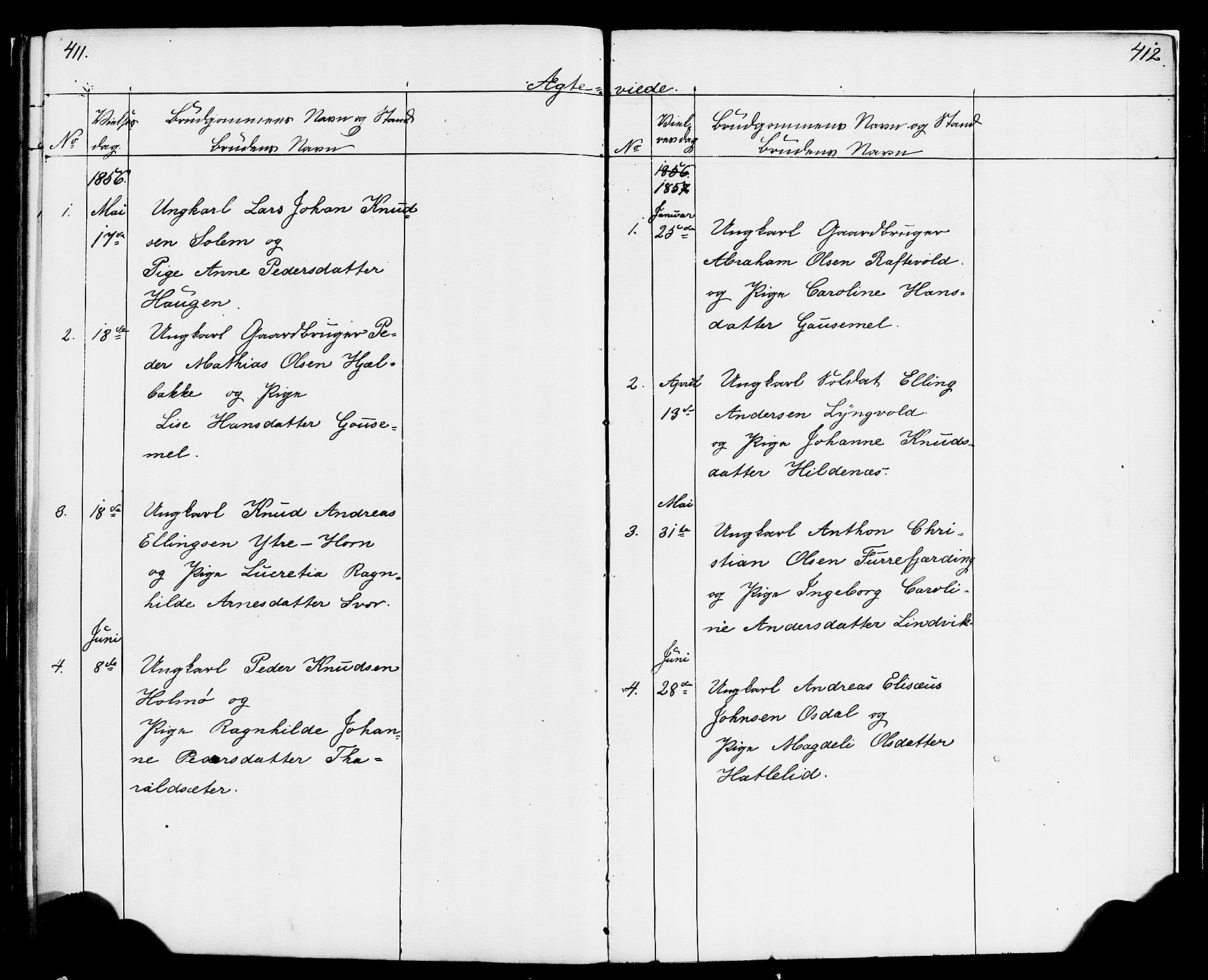 Hornindal sokneprestembete, SAB/A-82401/H/Haa/Haaa/L0001: Parish register (official) no. A 1, 1837-1866, p. 410-411