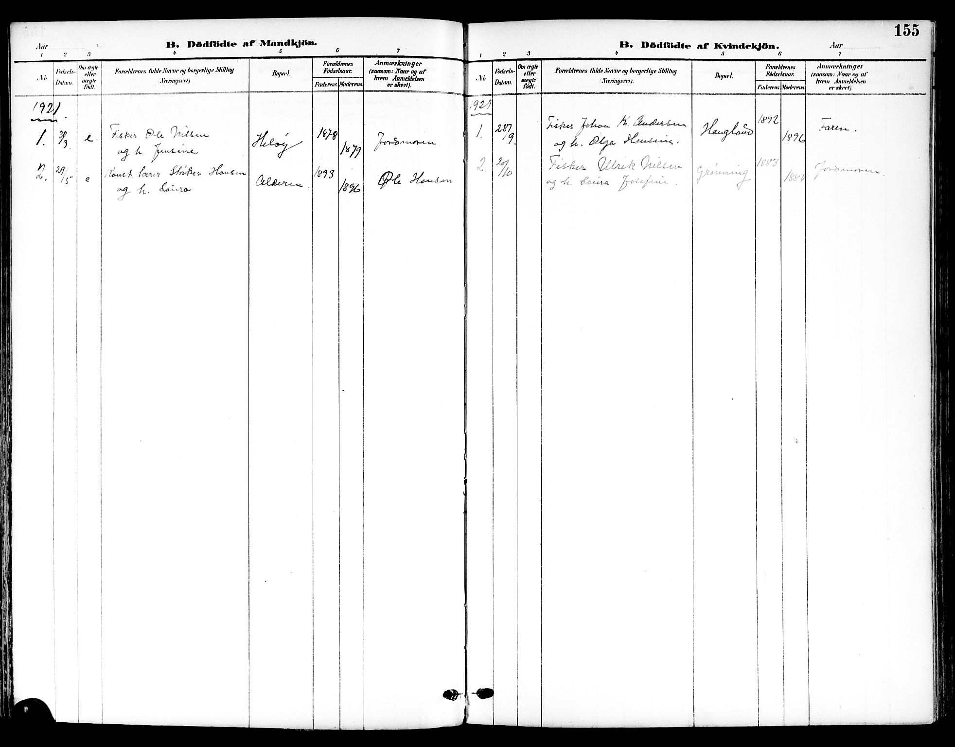 Ministerialprotokoller, klokkerbøker og fødselsregistre - Nordland, SAT/A-1459/839/L0569: Parish register (official) no. 839A06, 1903-1922, p. 155