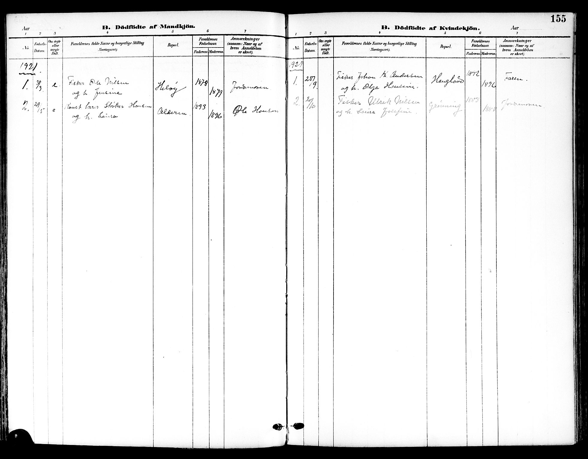 Ministerialprotokoller, klokkerbøker og fødselsregistre - Nordland, AV/SAT-A-1459/839/L0569: Parish register (official) no. 839A06, 1903-1922, p. 155