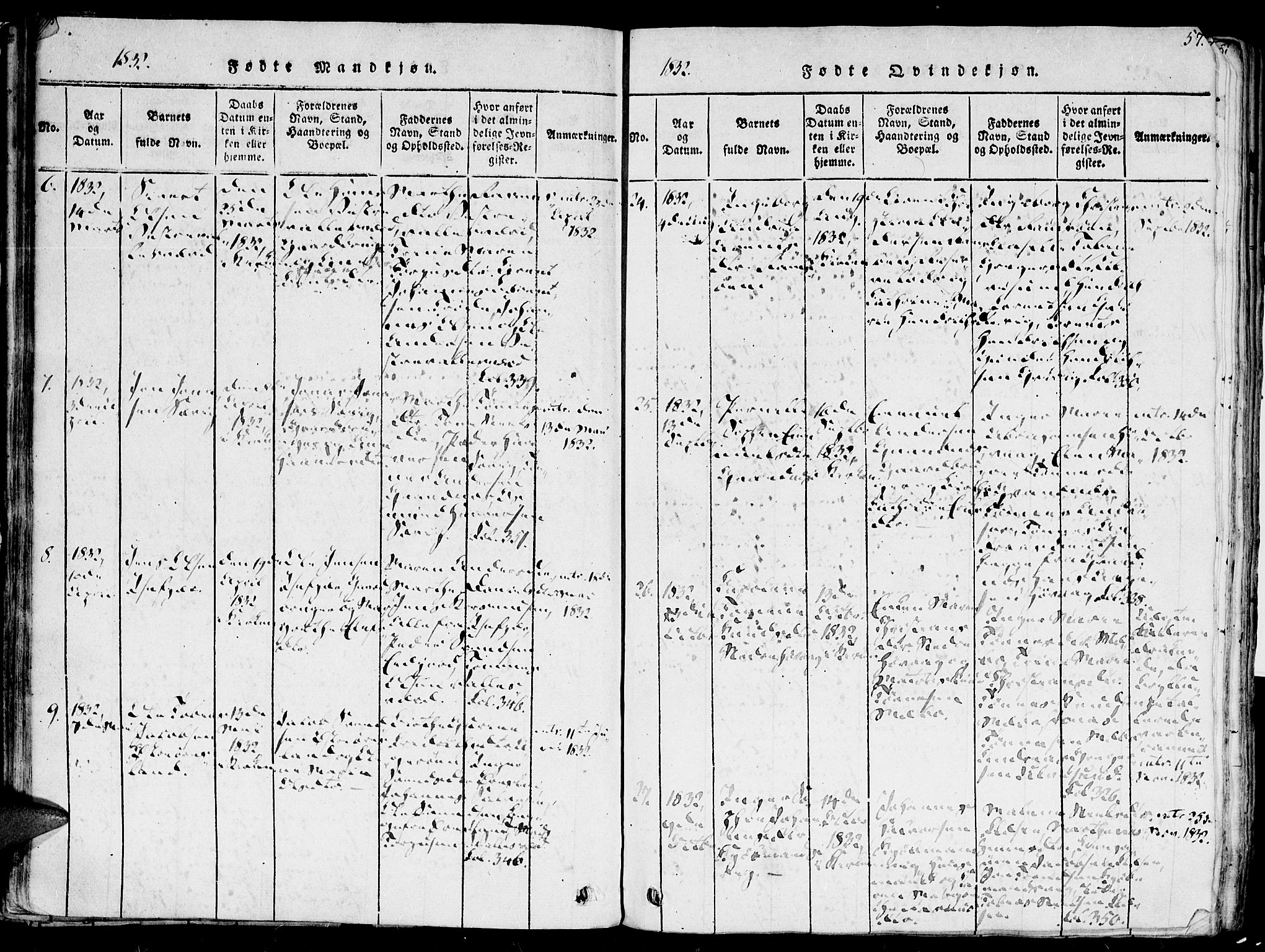 Høvåg sokneprestkontor, SAK/1111-0025/F/Fa/L0001: Parish register (official) no. A 1, 1816-1843, p. 57