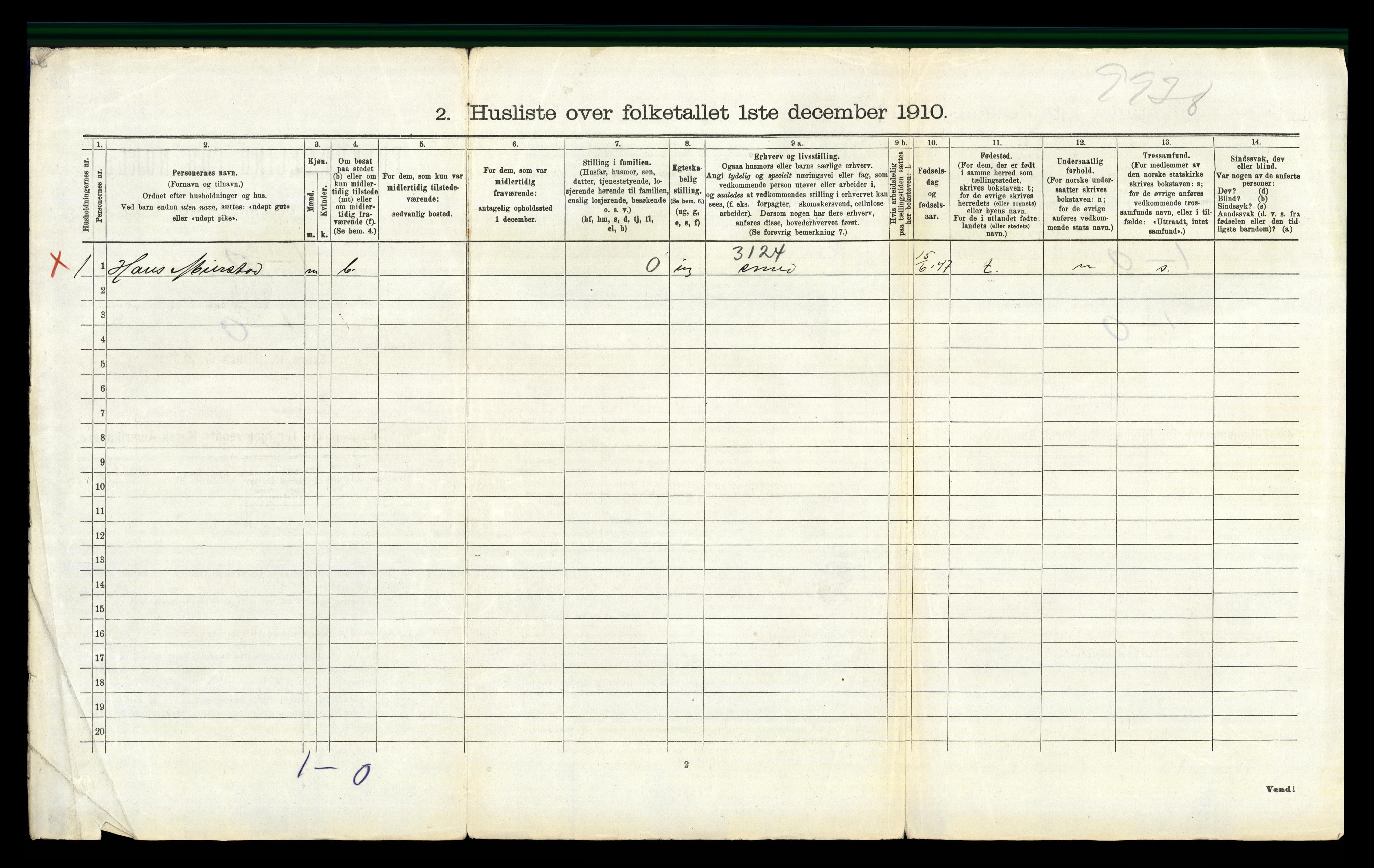 RA, 1910 census for Furnes, 1910, p. 1293