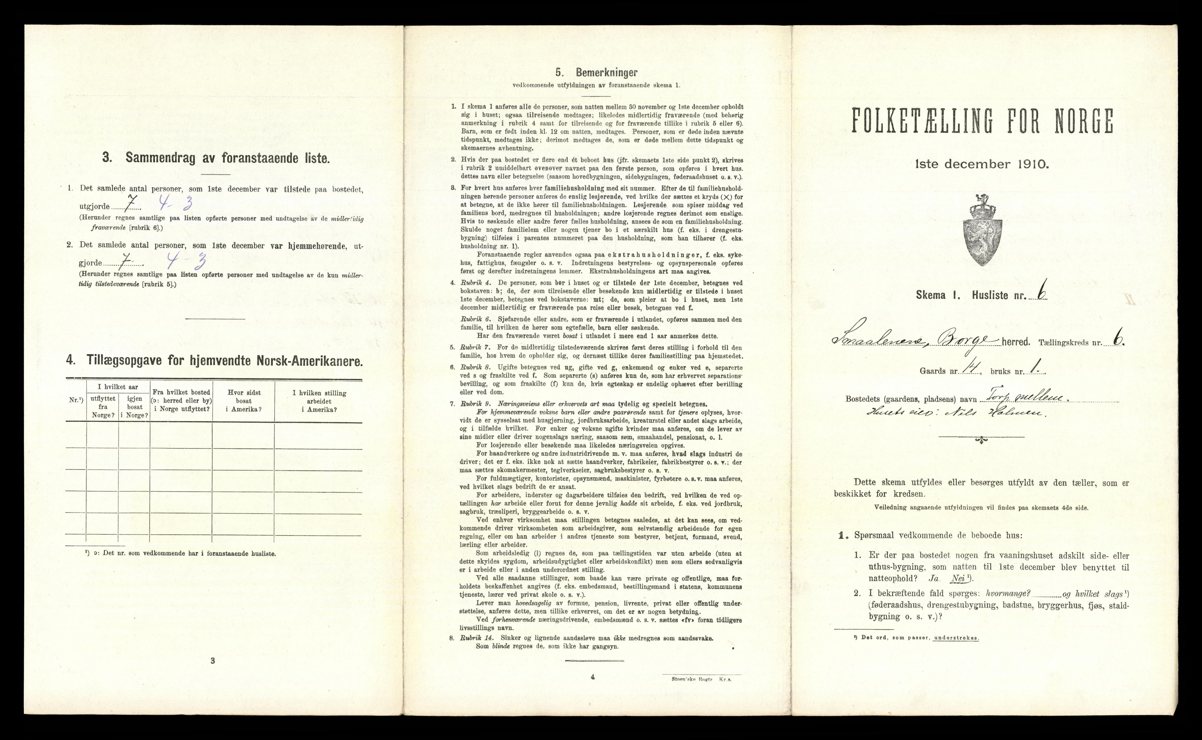 RA, 1910 census for Borge, 1910, p. 746