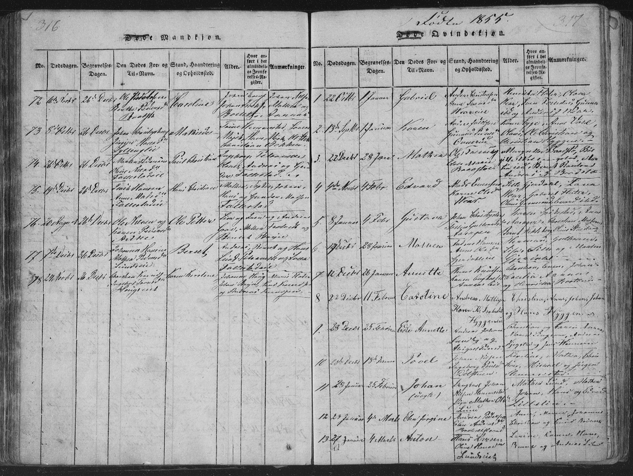 Røyken kirkebøker, SAKO/A-241/G/Ga/L0003: Parish register (copy) no. 3, 1814-1856, p. 316-317