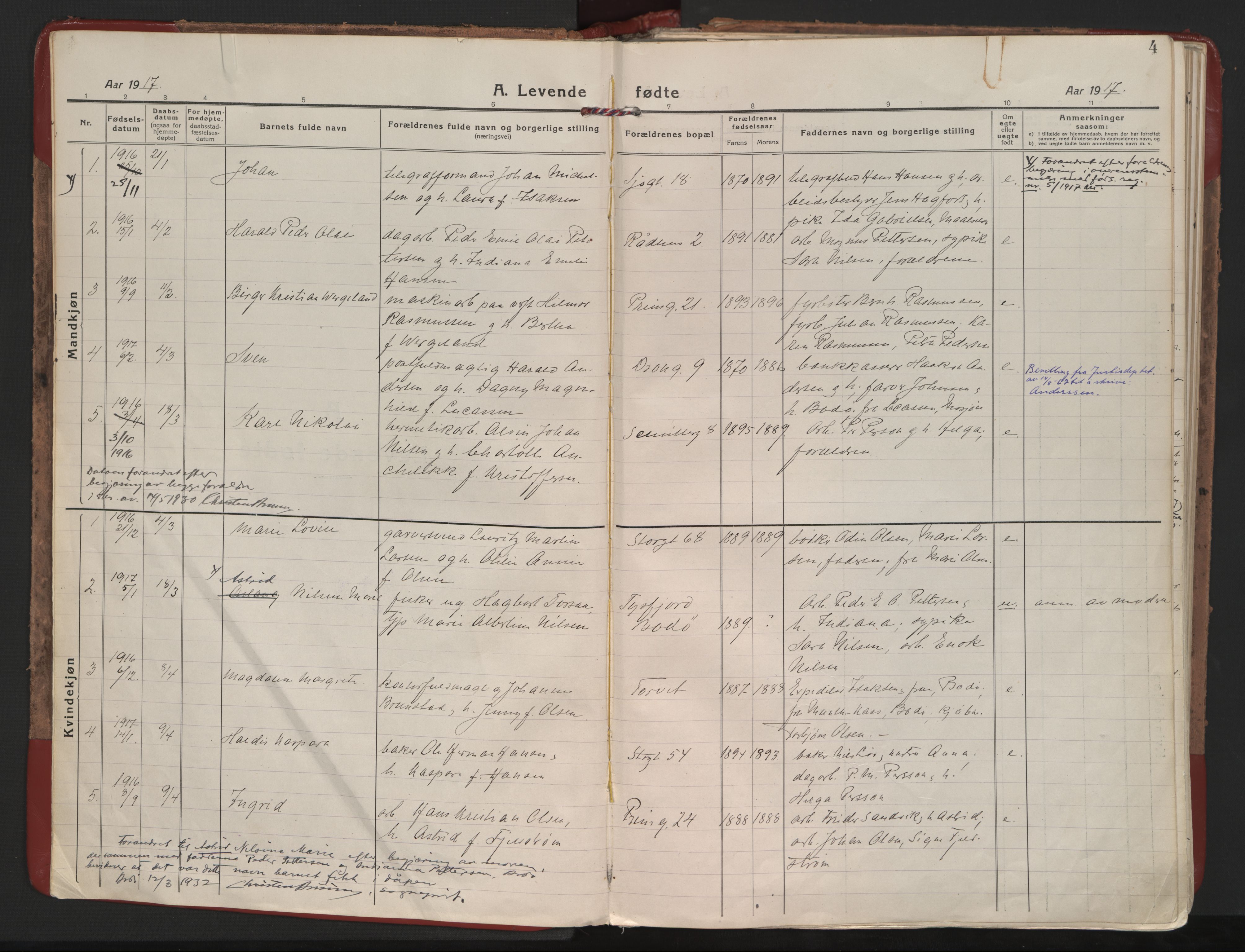 Ministerialprotokoller, klokkerbøker og fødselsregistre - Nordland, SAT/A-1459/801/L0017: Parish register (official) no. 801A17, 1917-1930, p. 4