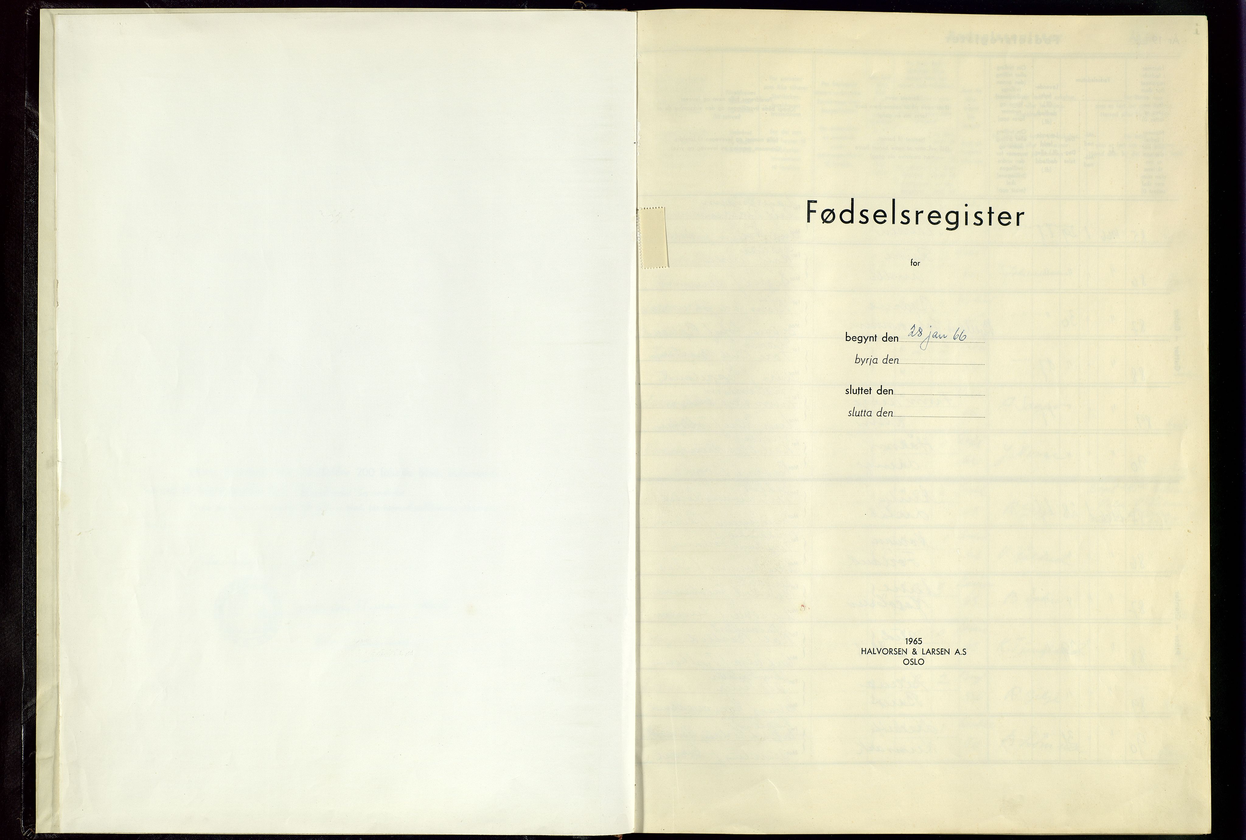 Stavanger universitetssjukehus prestekontor, SAST/A-101822/01/70/70BA/L0004: Birth register no. 1.4, 1966-1967