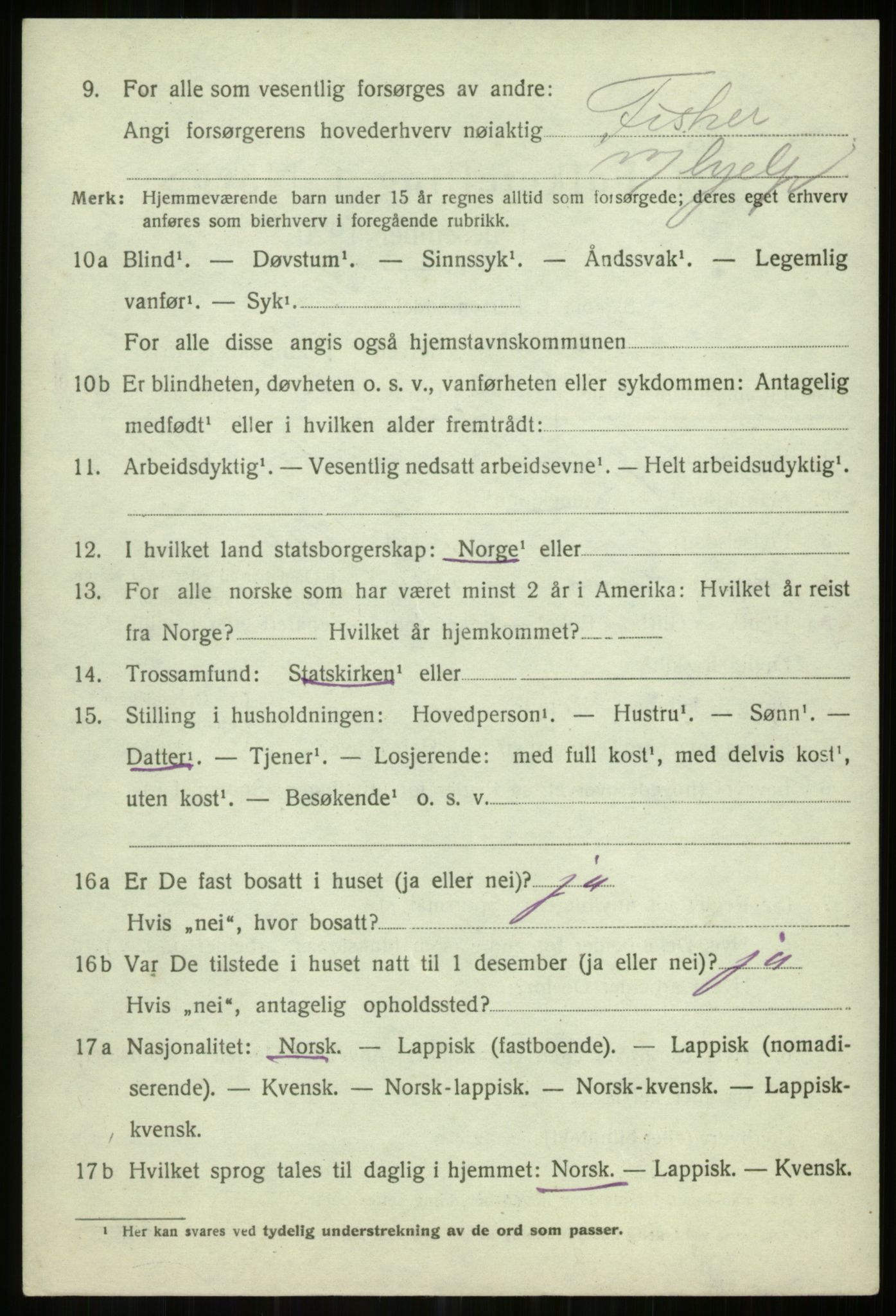 SATØ, 1920 census for Helgøy, 1920, p. 1616