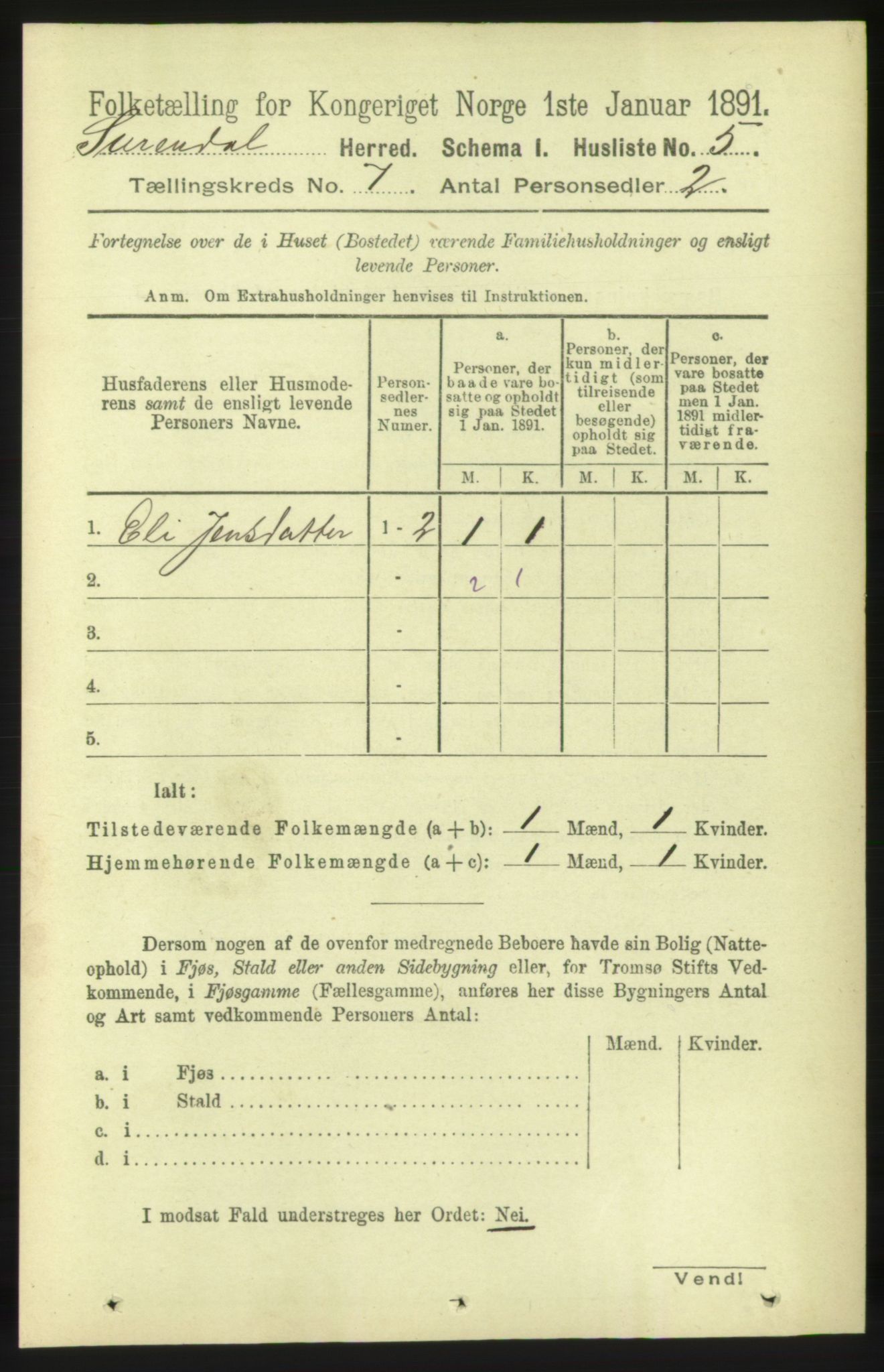 RA, 1891 census for 1566 Surnadal, 1891, p. 1813