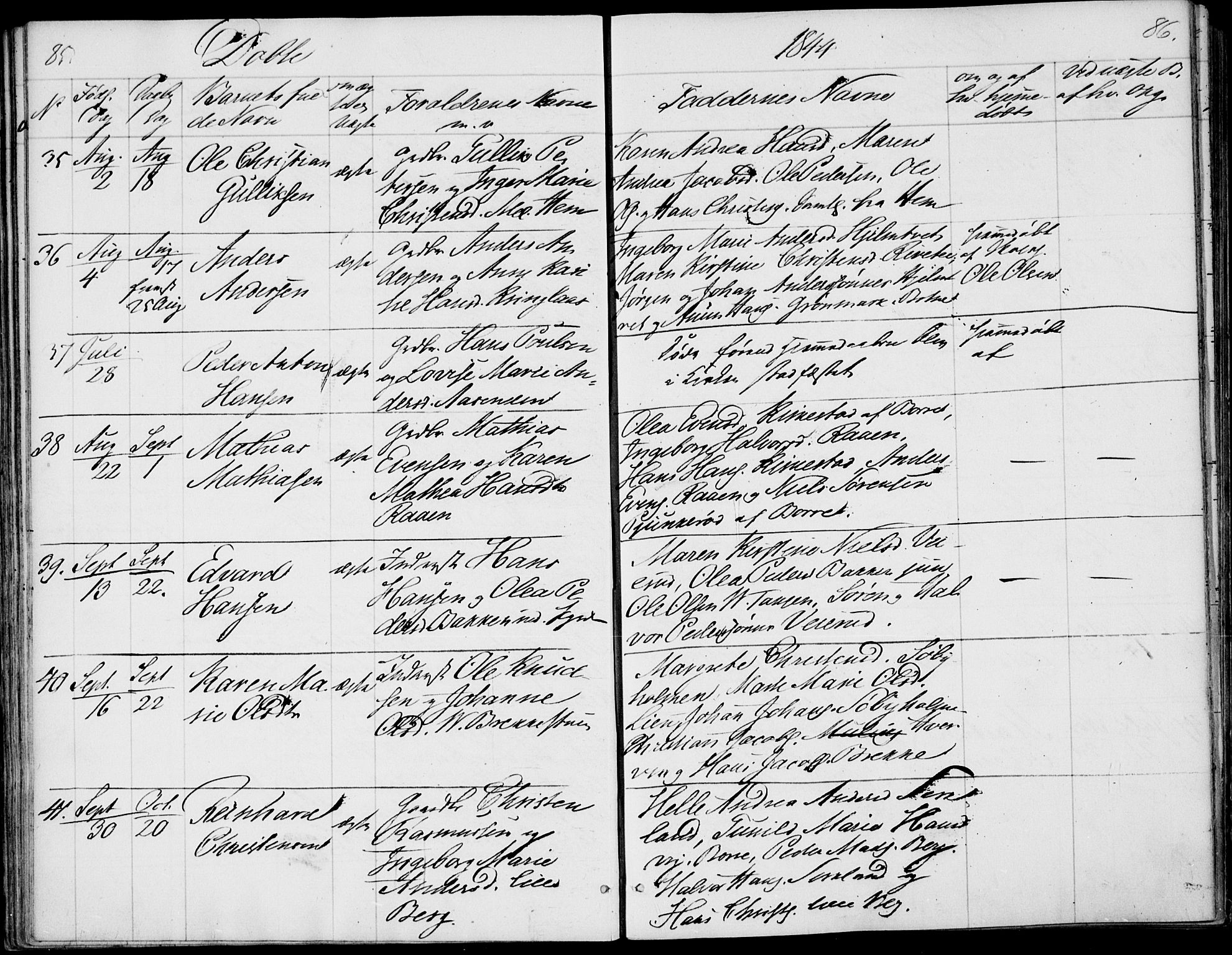 Våle kirkebøker, AV/SAKO-A-334/F/Fa/L0009a: Parish register (official) no. I 9A, 1839-1860, p. 85-86