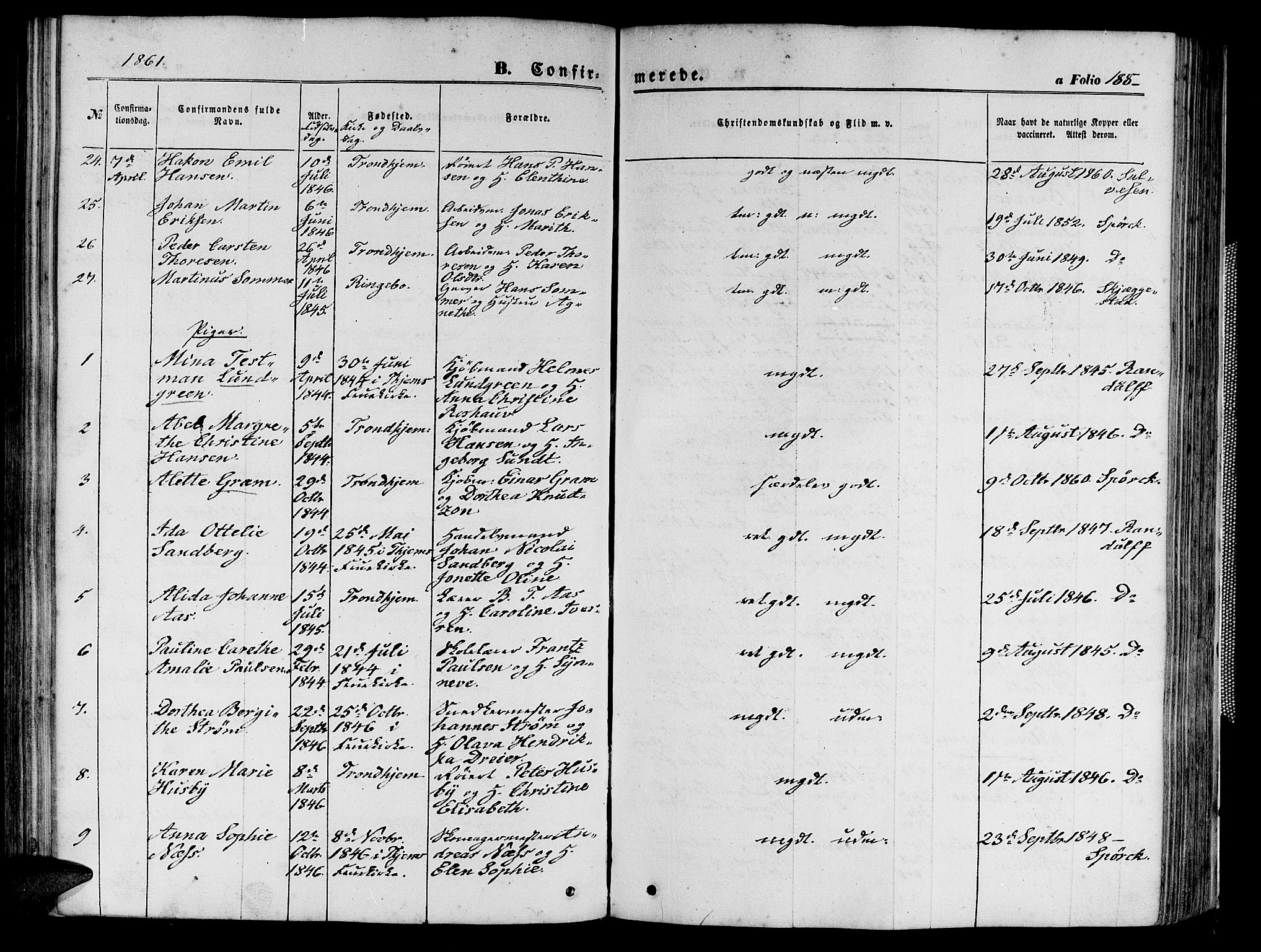 Ministerialprotokoller, klokkerbøker og fødselsregistre - Sør-Trøndelag, AV/SAT-A-1456/602/L0139: Parish register (copy) no. 602C07, 1859-1864, p. 188