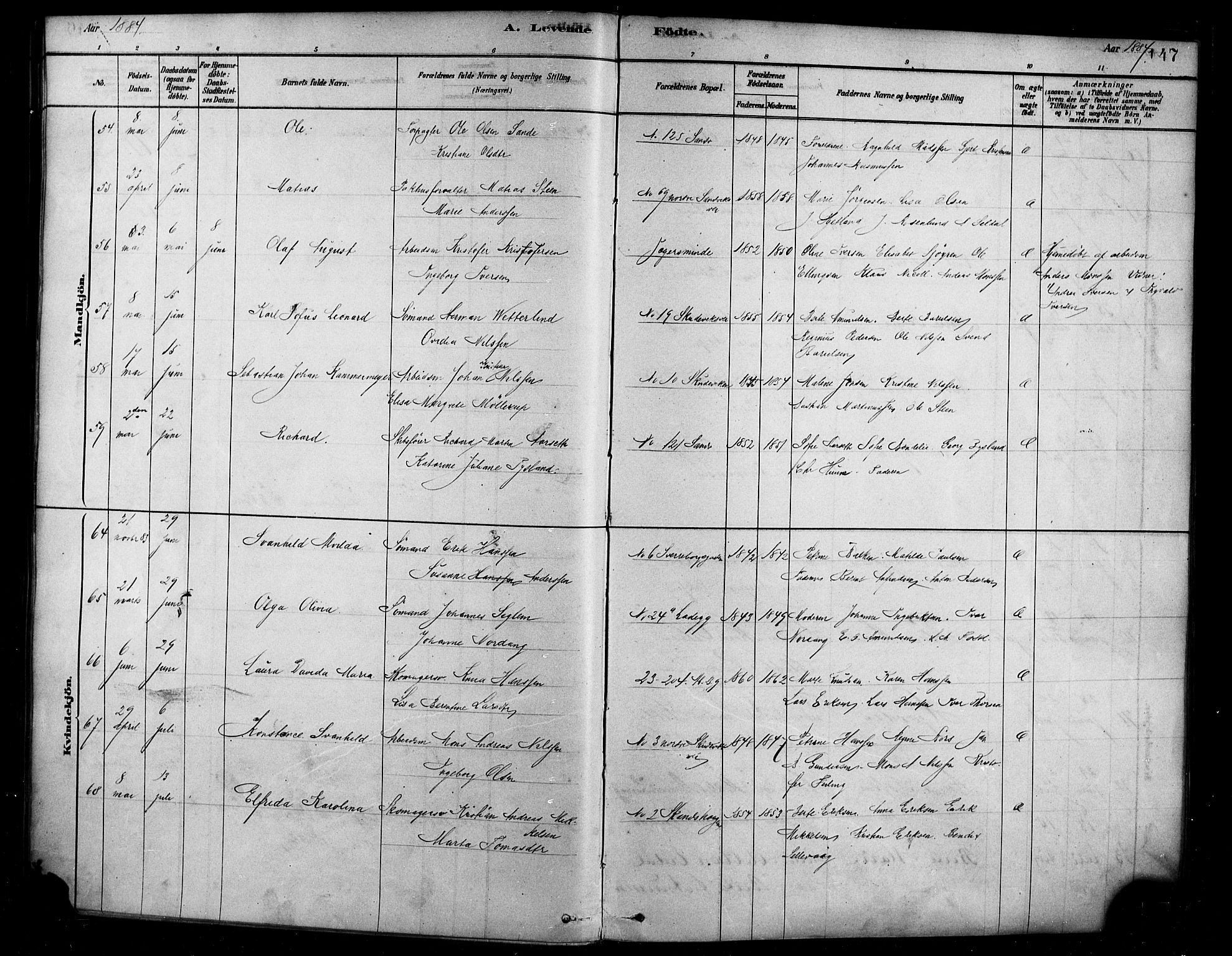 Sandviken Sokneprestembete, AV/SAB-A-77601/H/Ha/L0004: Parish register (official) no. B 1, 1878-1891, p. 147